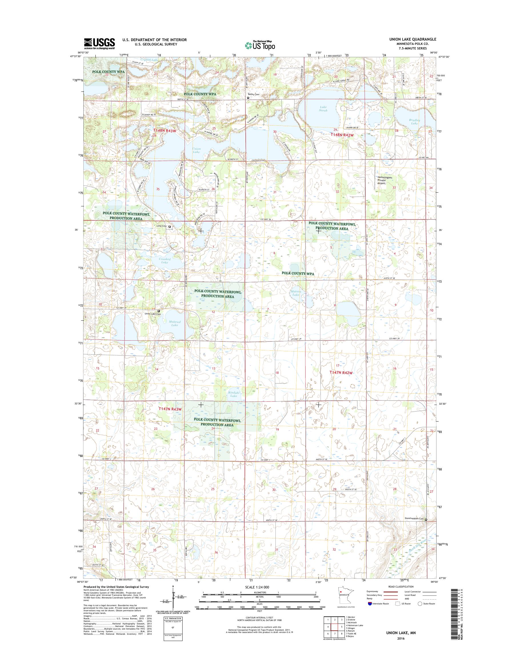 MyTopo Union Lake, Minnesota USGS Quad Topo Map