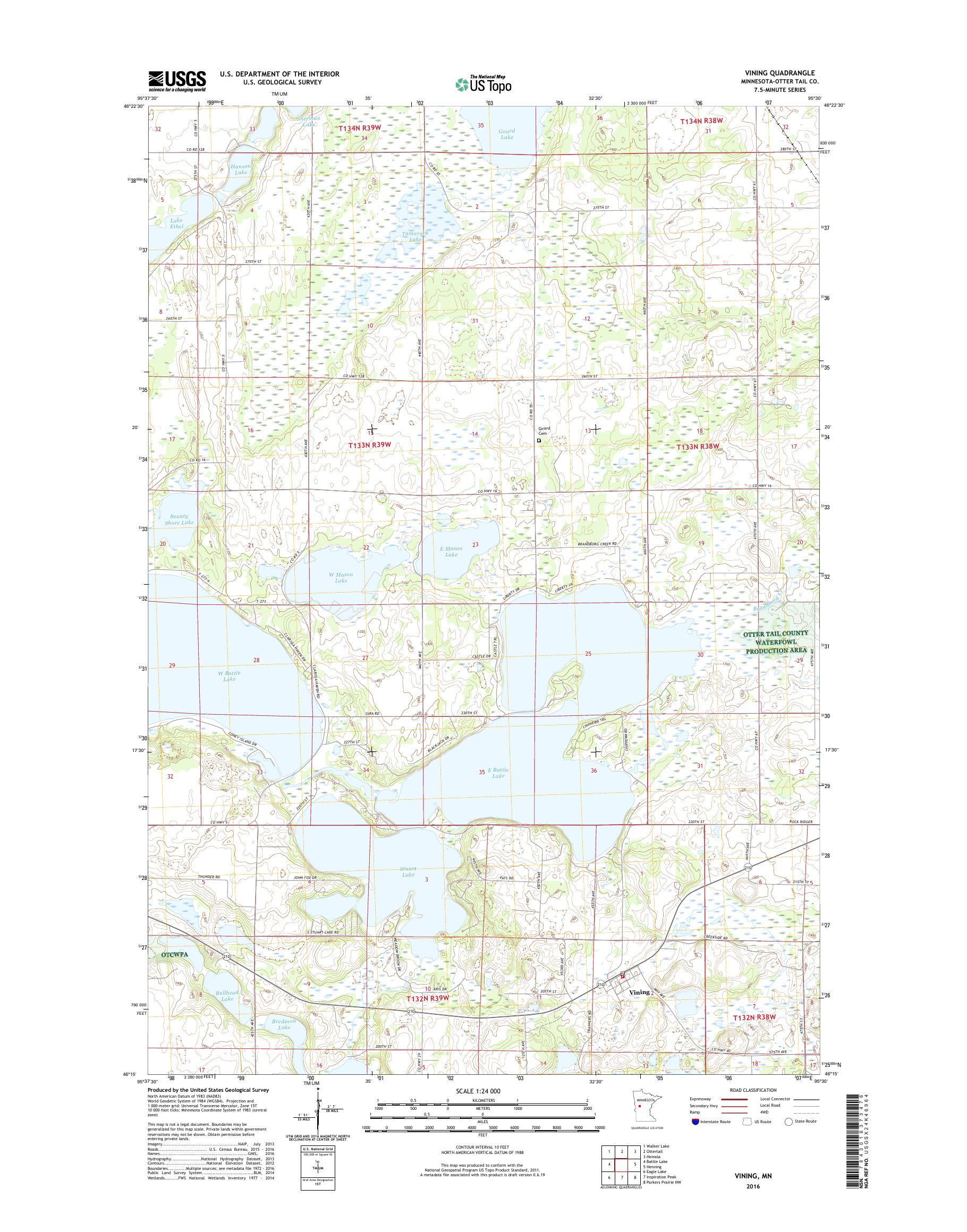 MyTopo Vining, Minnesota USGS Quad Topo Map