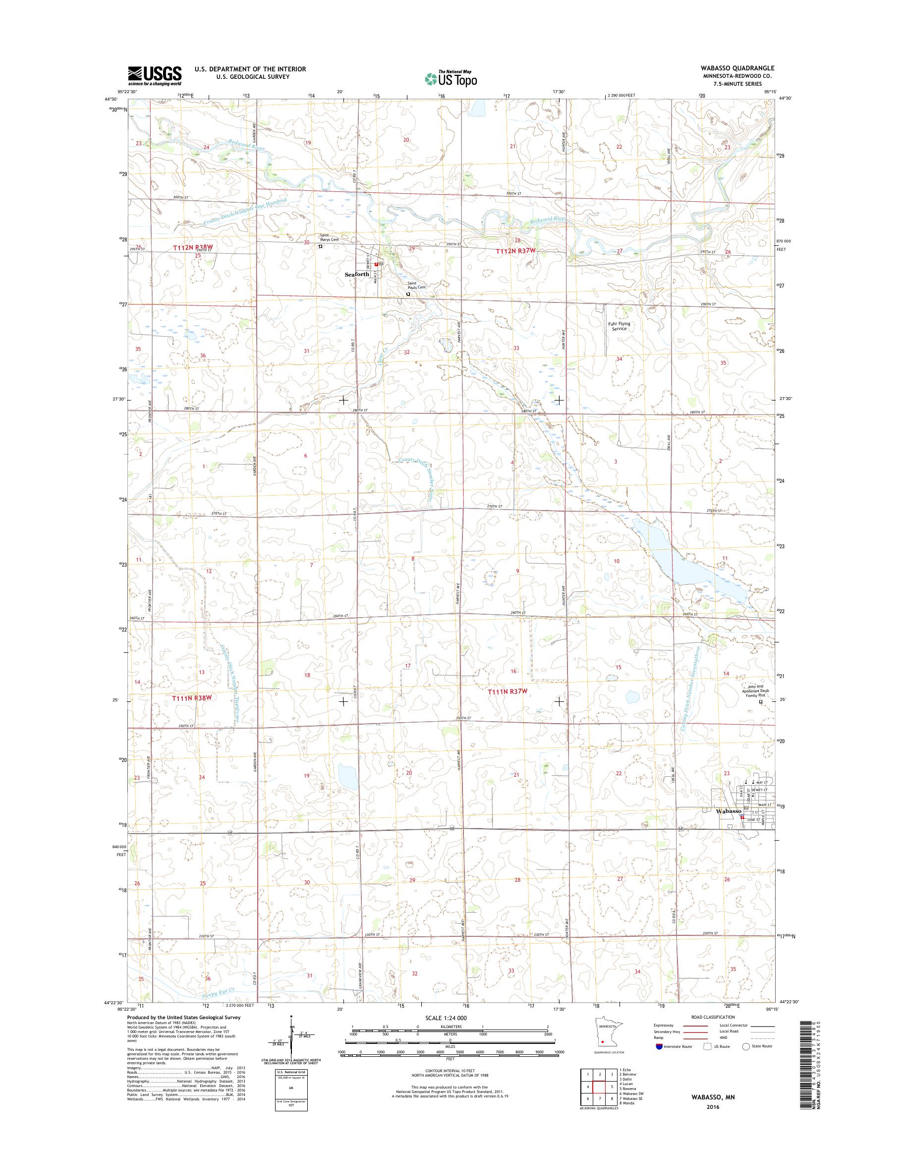 MyTopo Wabasso, Minnesota USGS Quad Topo Map
