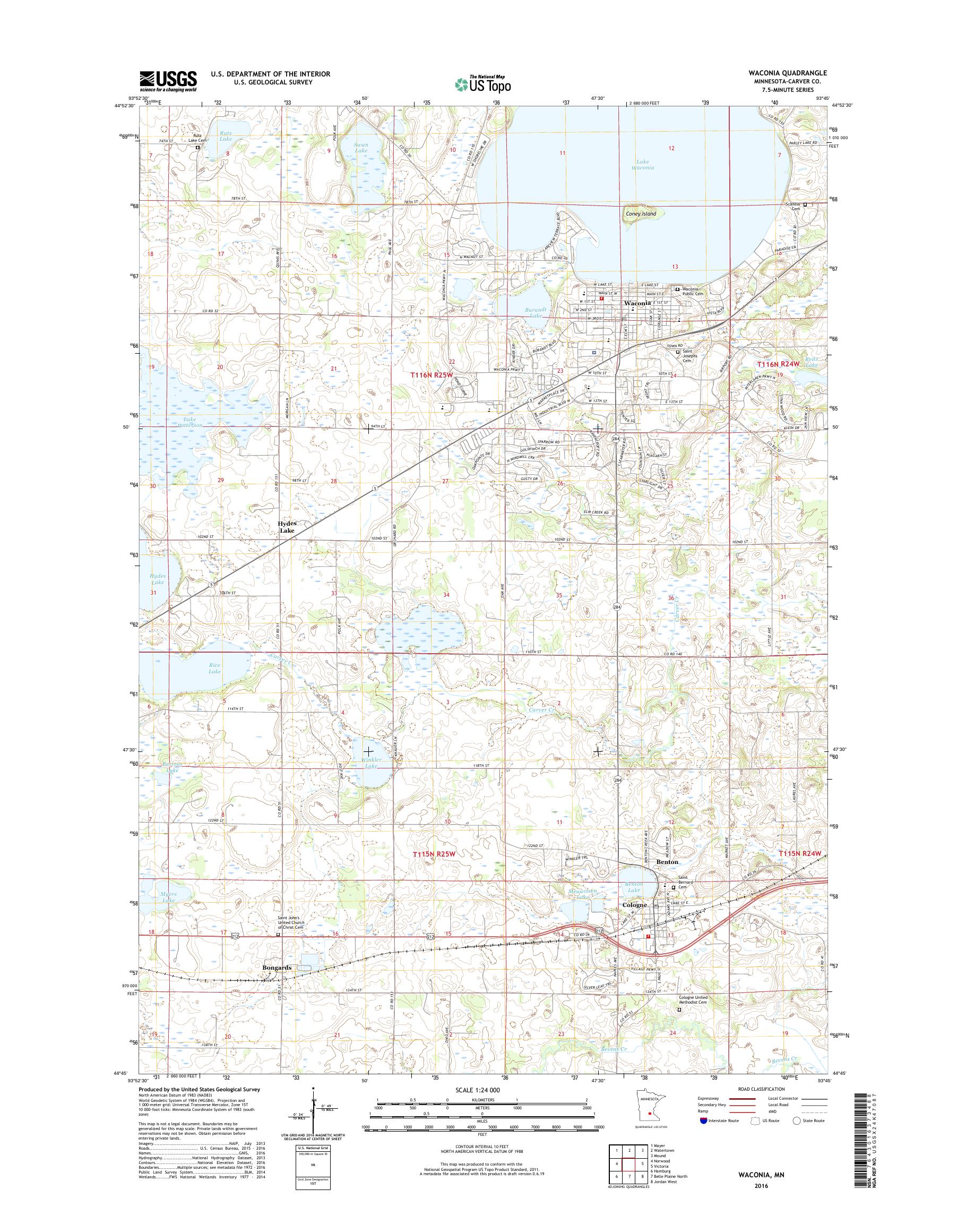 MyTopo Waconia, Minnesota USGS Quad Topo Map