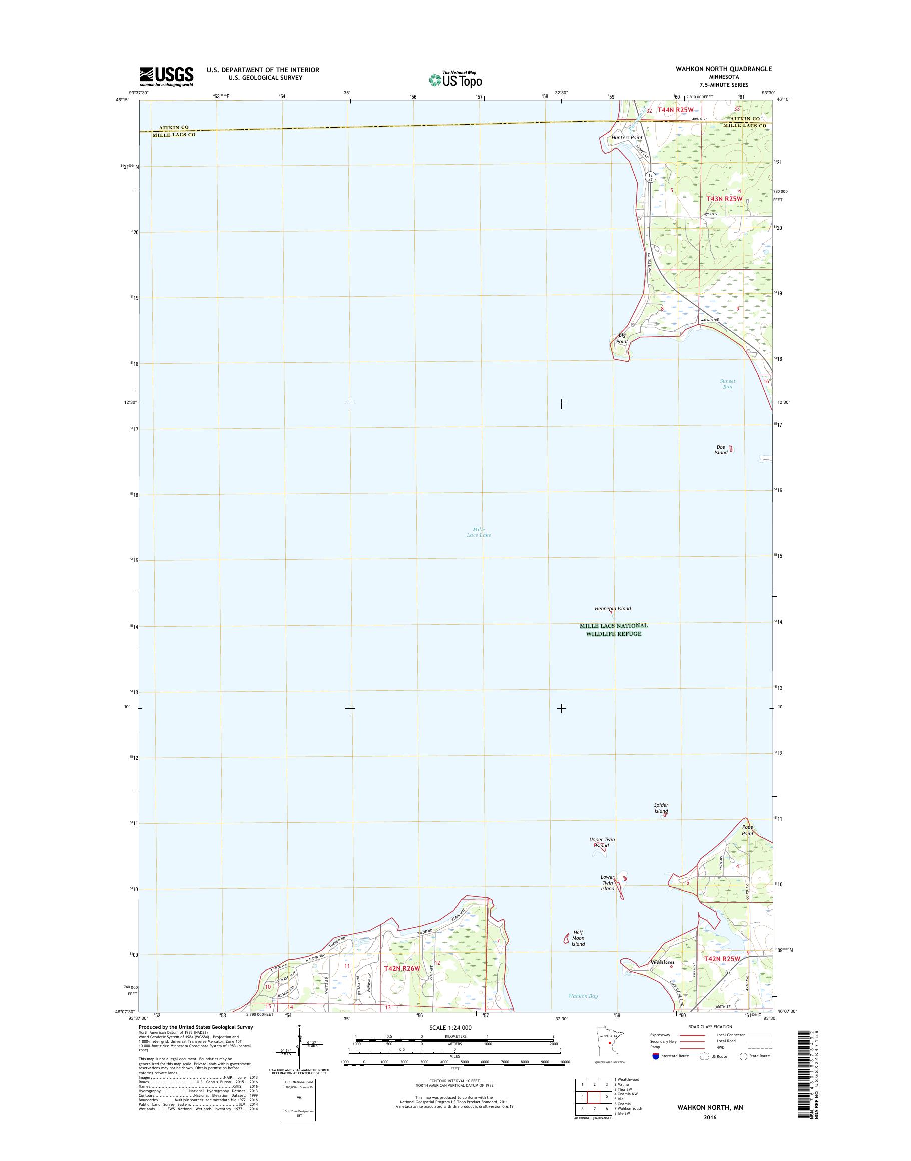 MyTopo Wahkon North, Minnesota USGS Quad Topo Map