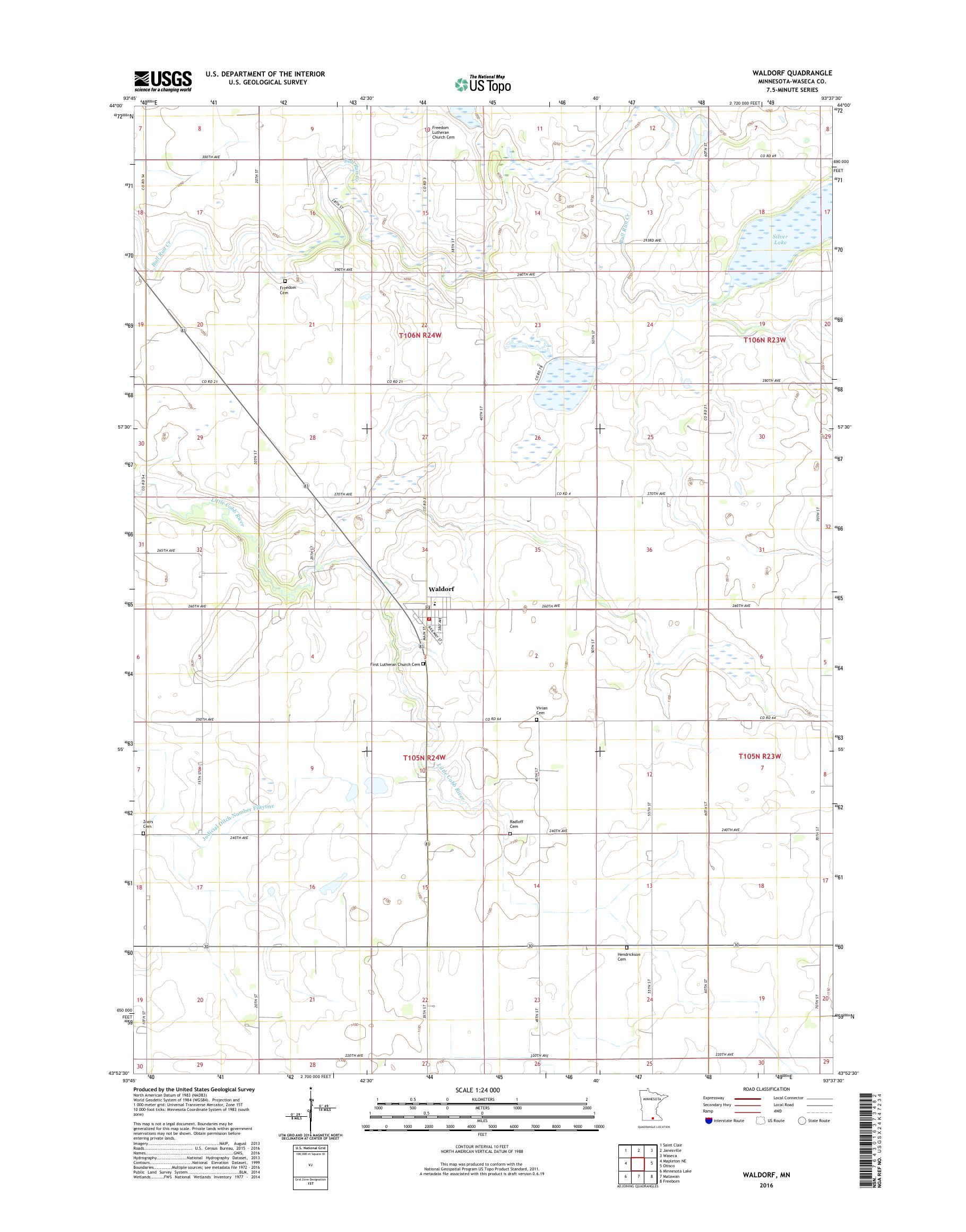 MyTopo Waldorf, Minnesota USGS Quad Topo Map