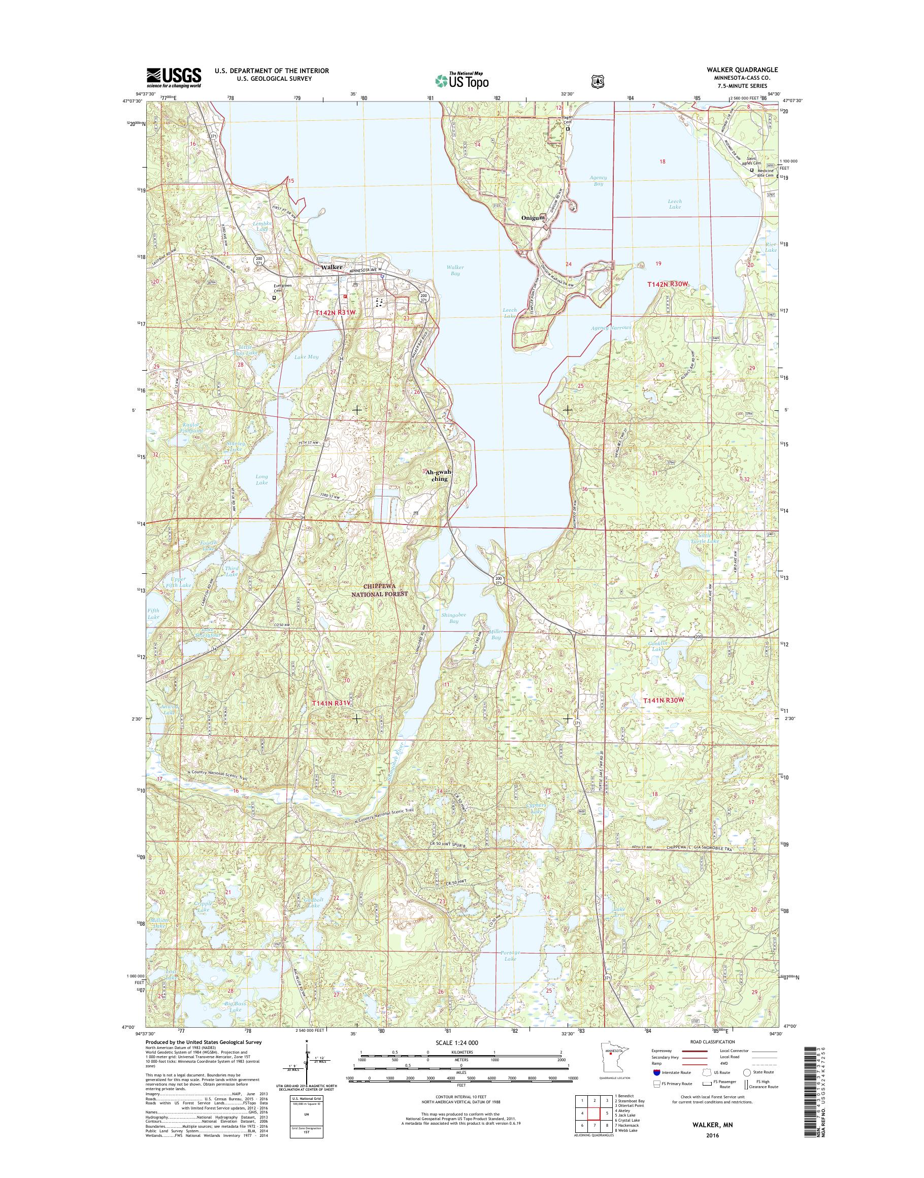 MyTopo Walker, Minnesota USGS Quad Topo Map