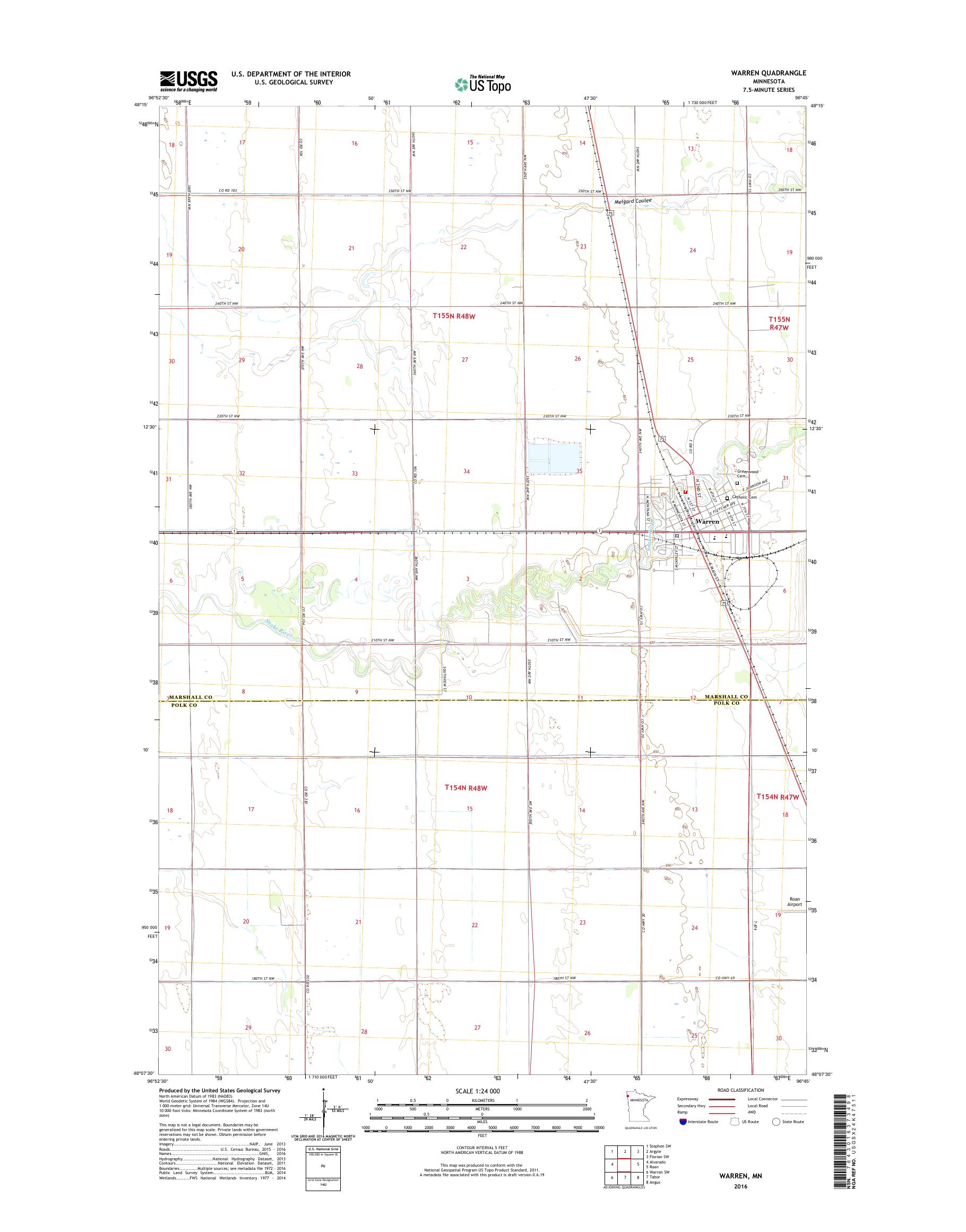 MyTopo Warren, Minnesota USGS Quad Topo Map