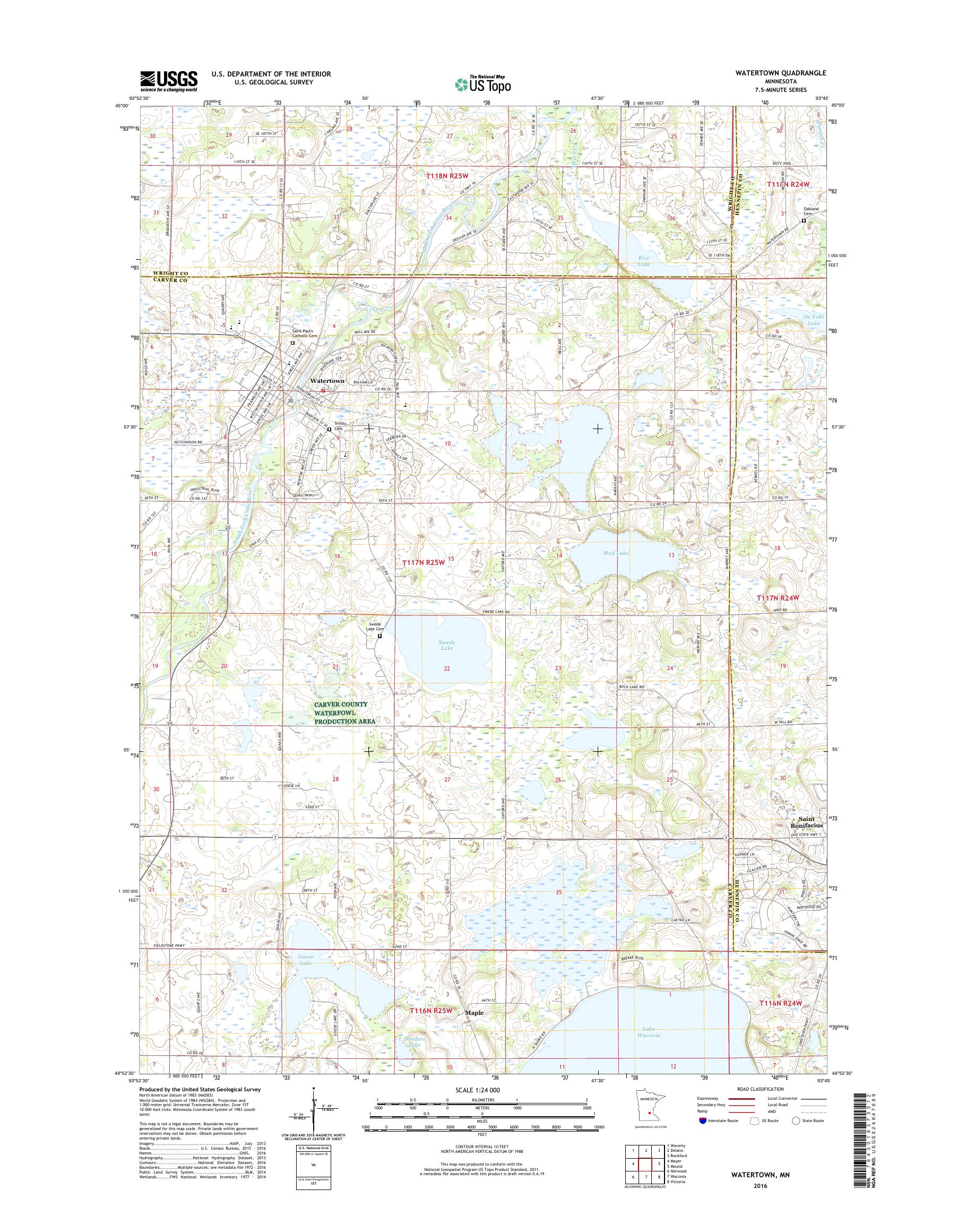 MyTopo Watertown, Minnesota USGS Quad Topo Map