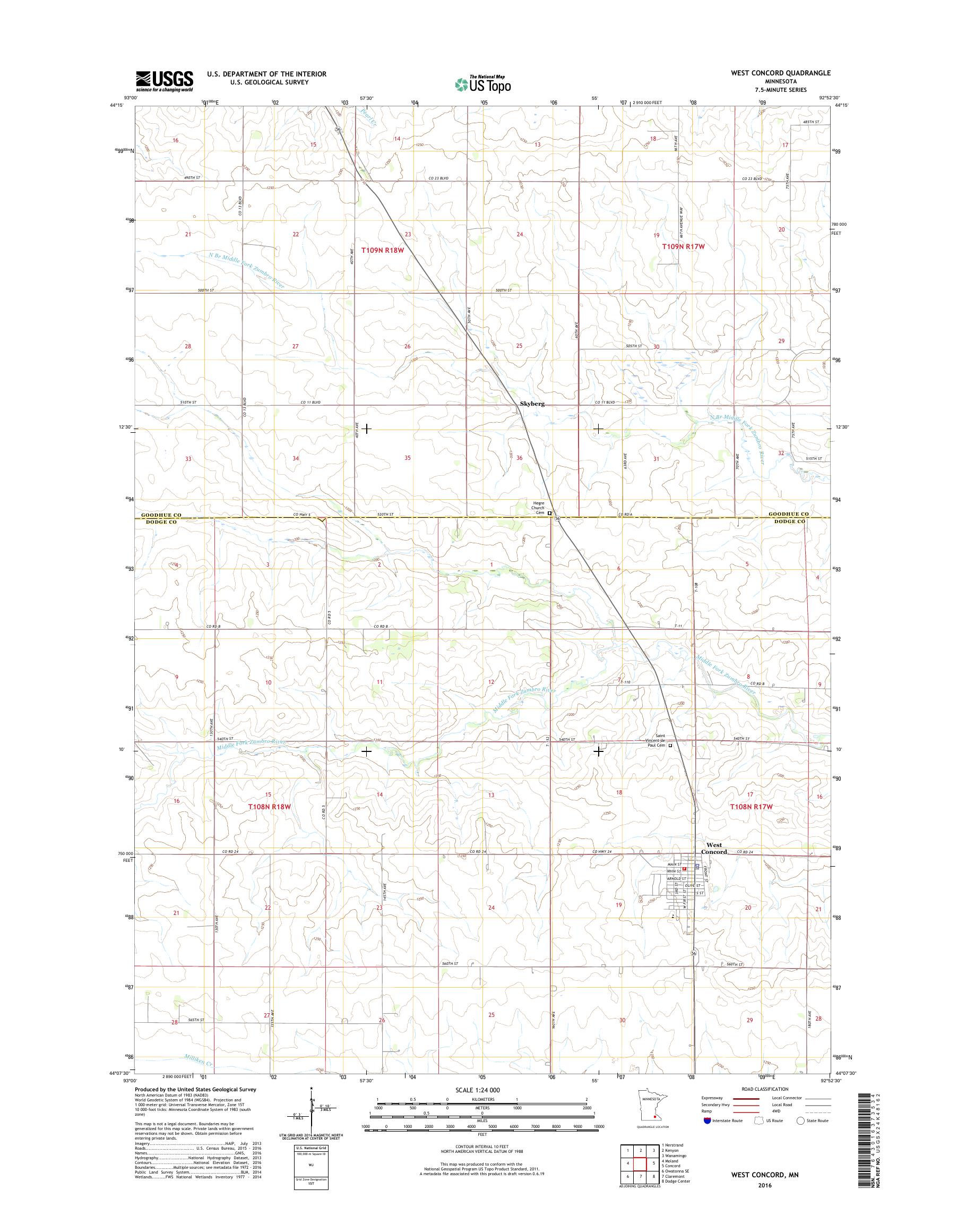MyTopo West Concord, Minnesota USGS Quad Topo Map