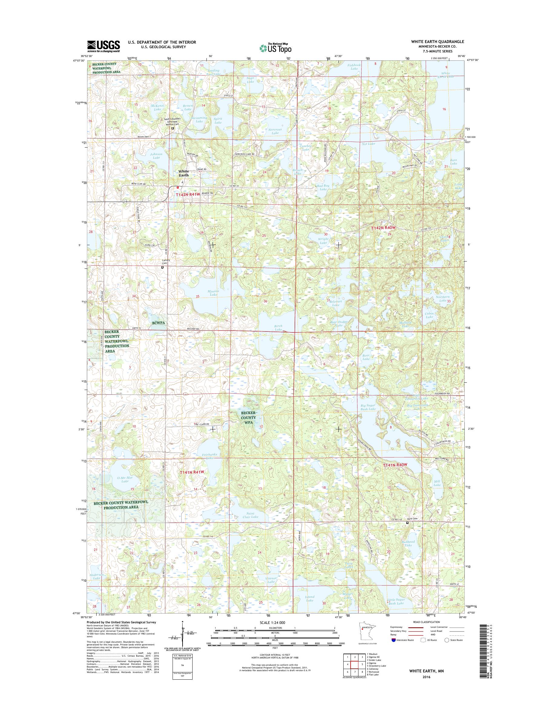 MyTopo White Earth, Minnesota USGS Quad Topo Map