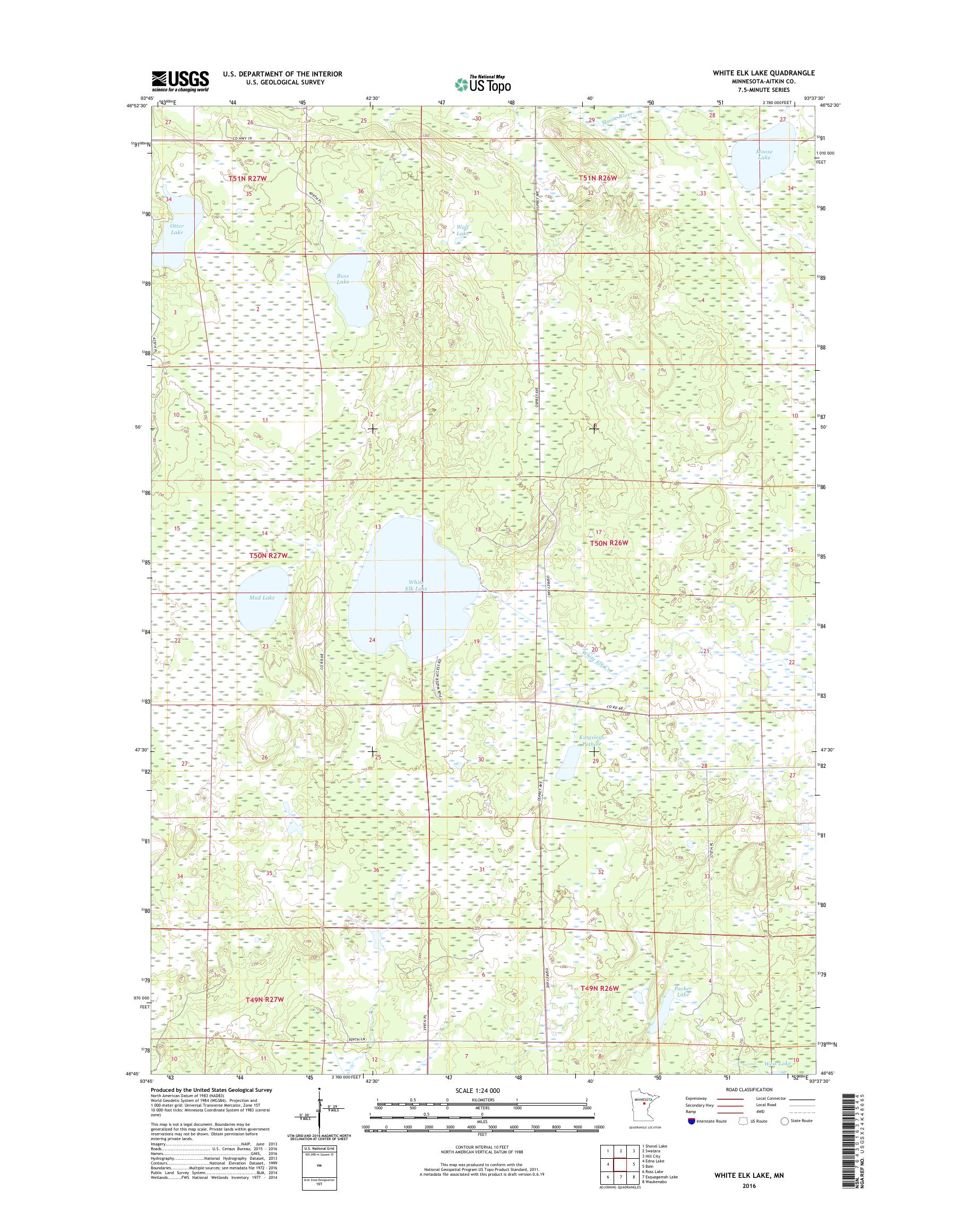 MyTopo White Elk Lake, Minnesota USGS Quad Topo Map