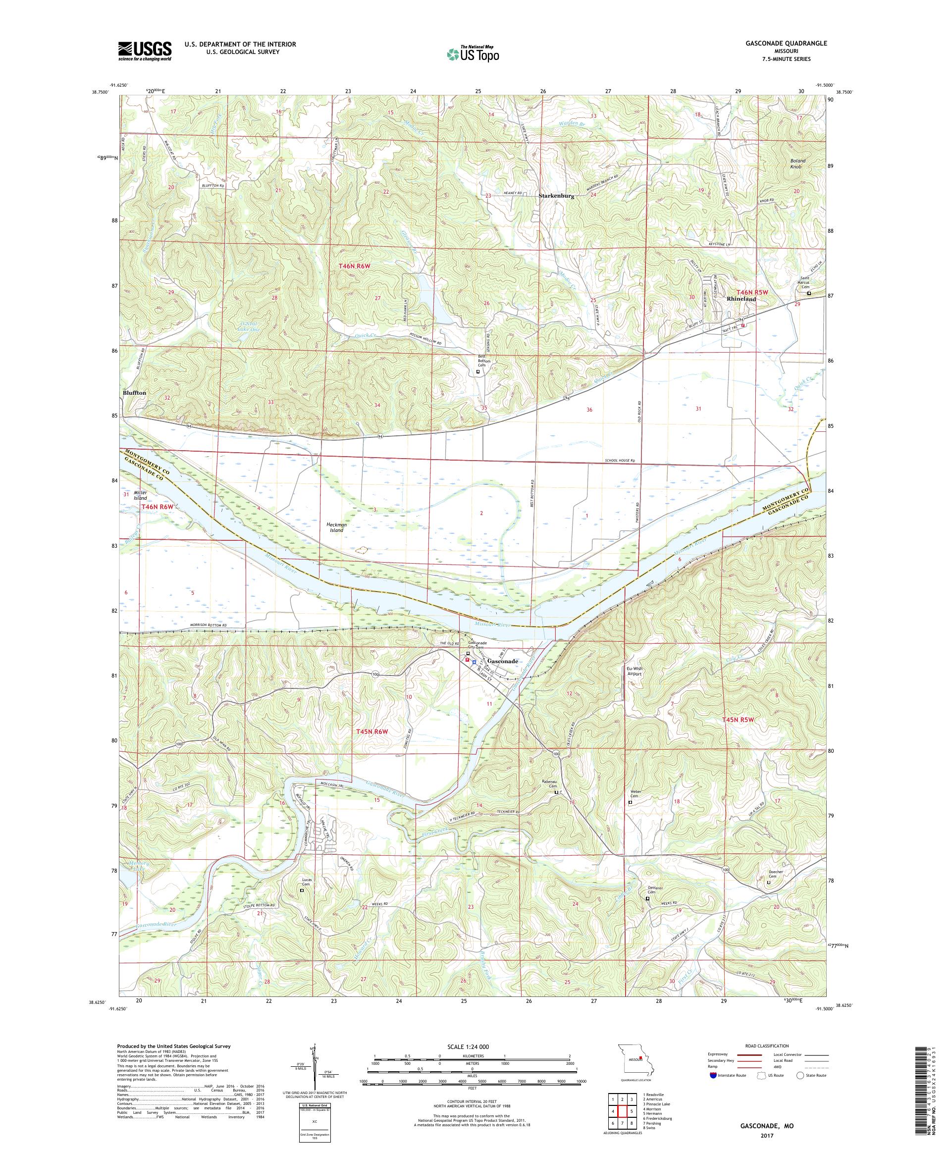 MyTopo Gasconade, Missouri USGS Quad Topo Map