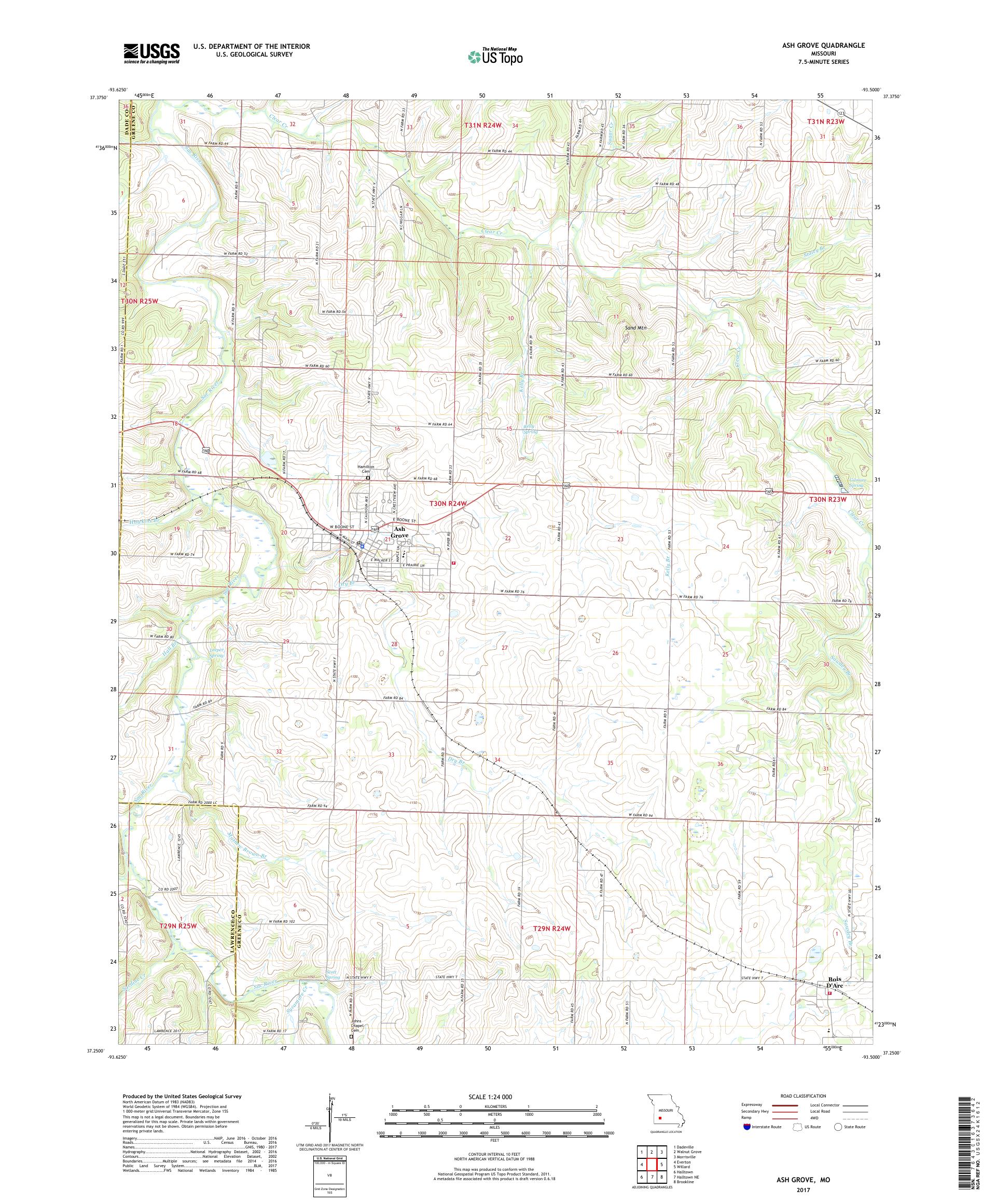 MyTopo Ash Grove, Missouri USGS Quad Topo Map