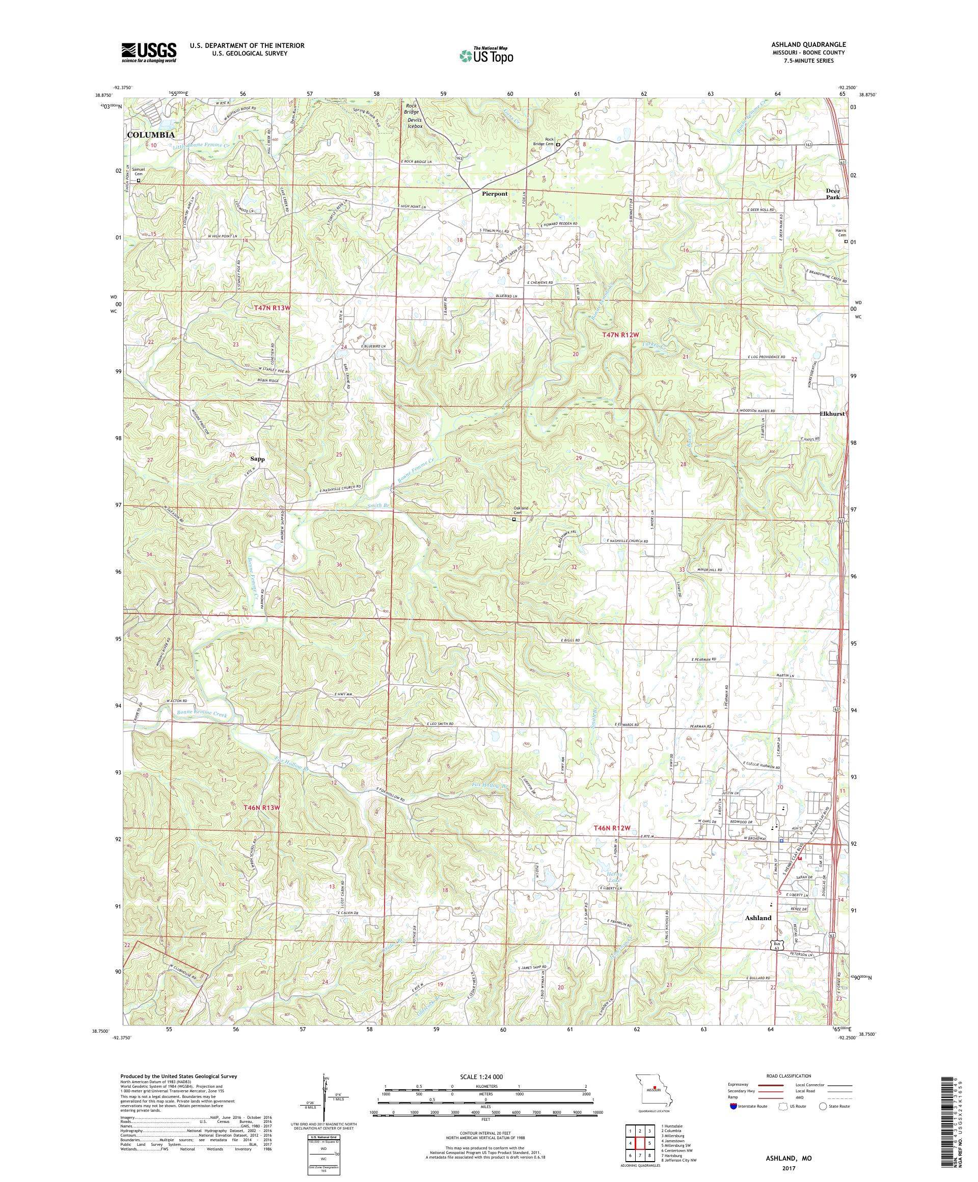 MyTopo Ashland, Missouri USGS Quad Topo Map