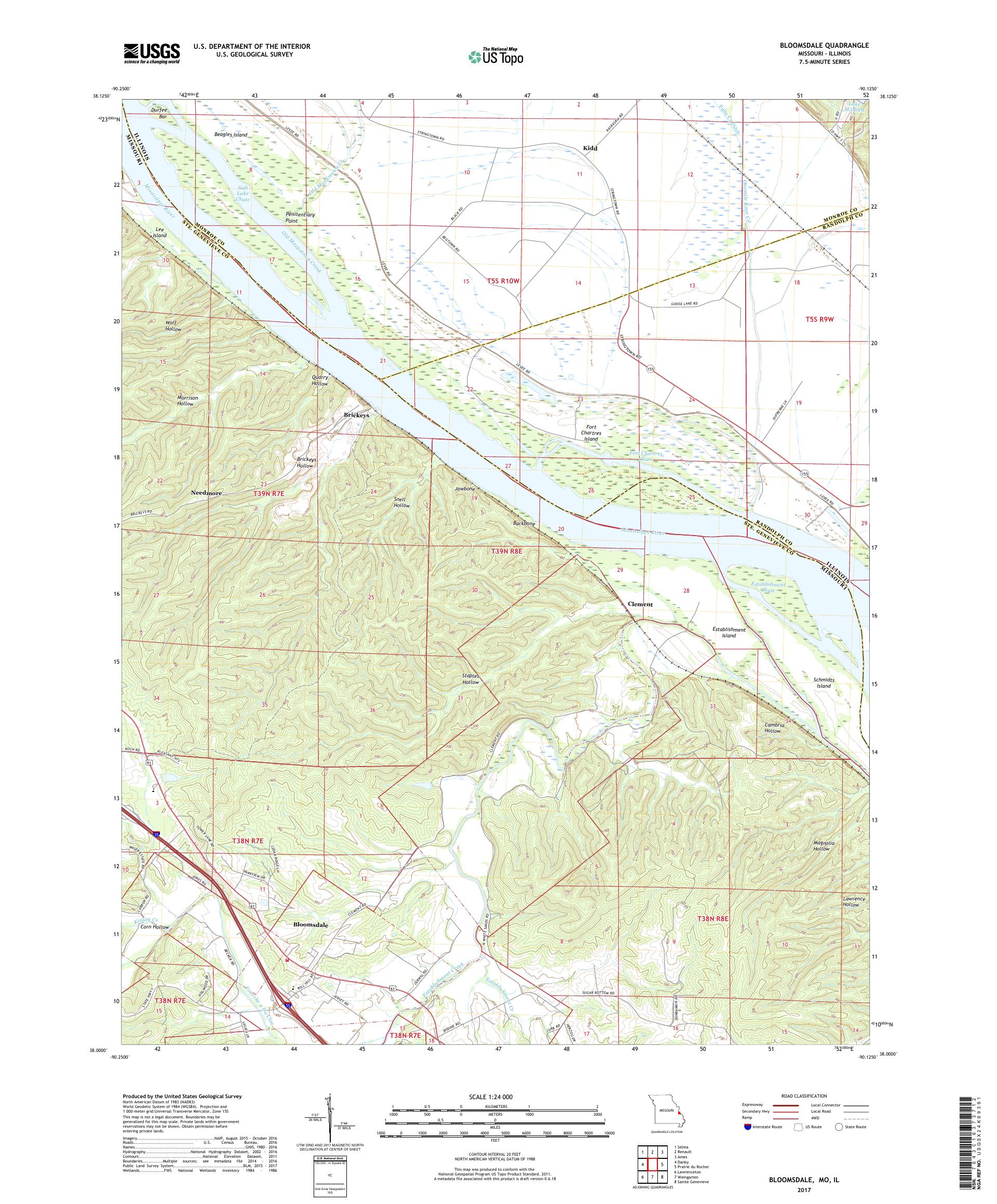 MyTopo Bloomsdale, Missouri USGS Quad Topo Map