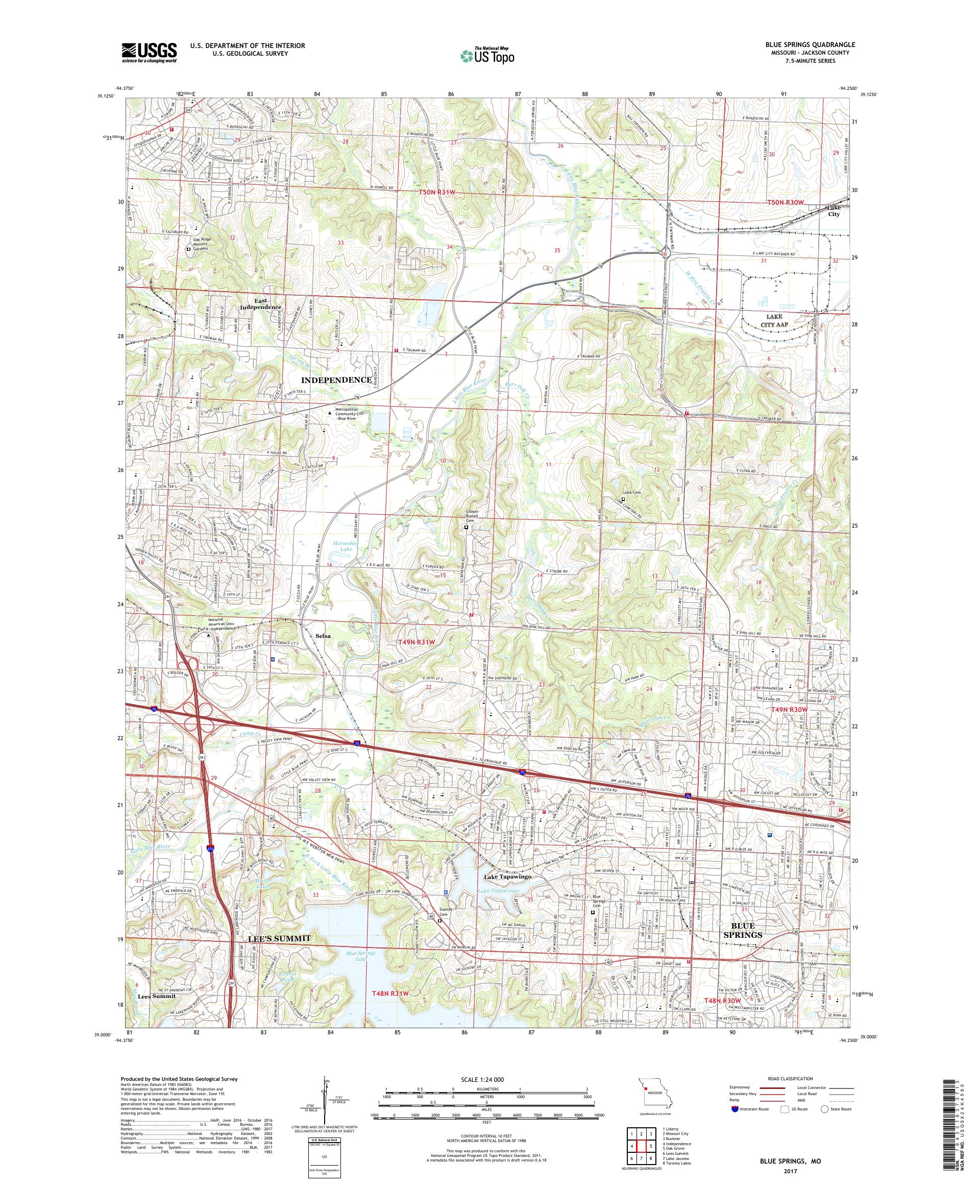 MyTopo Blue Springs, Missouri USGS Quad Topo Map
