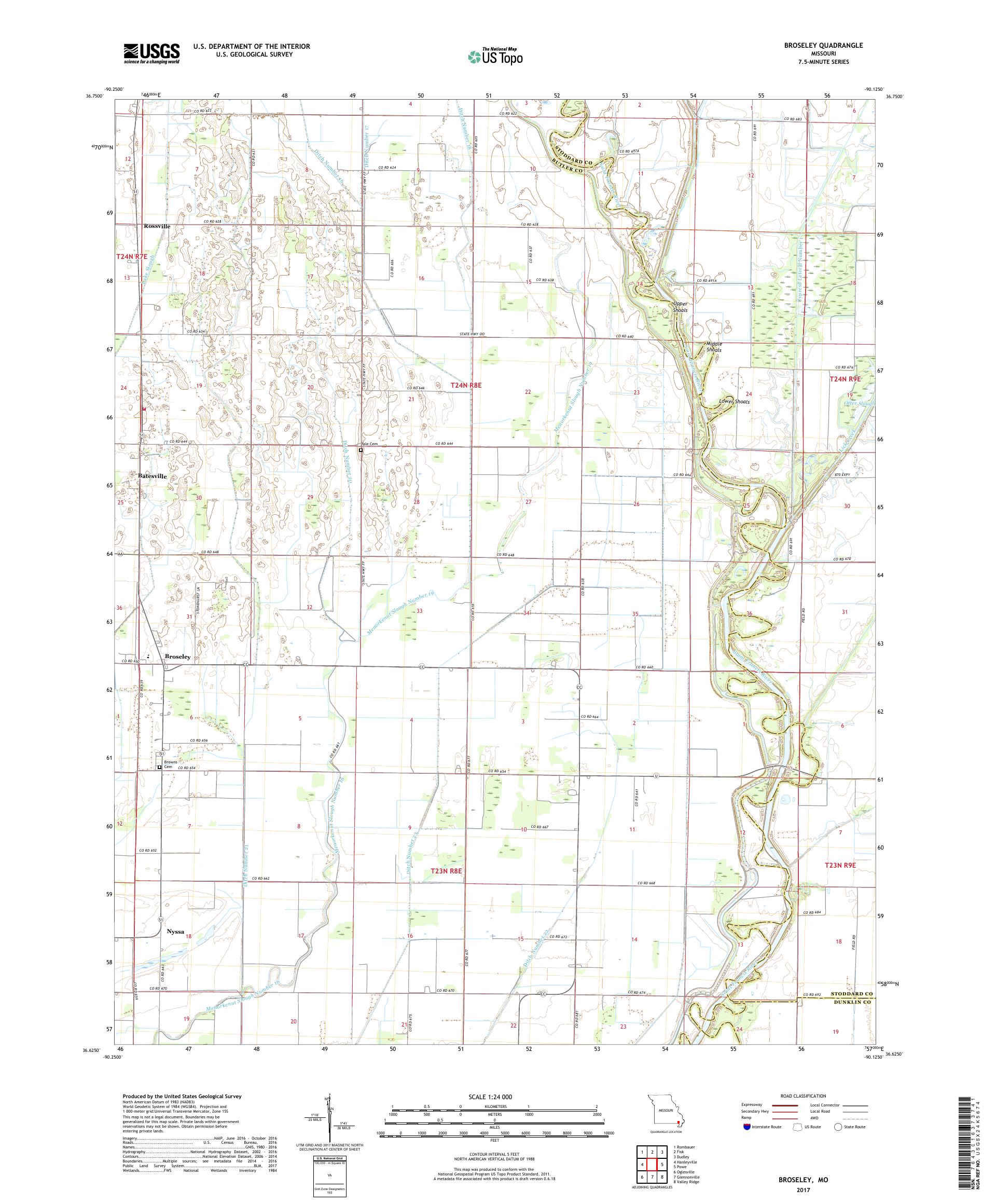 MyTopo Broseley, Missouri USGS Quad Topo Map