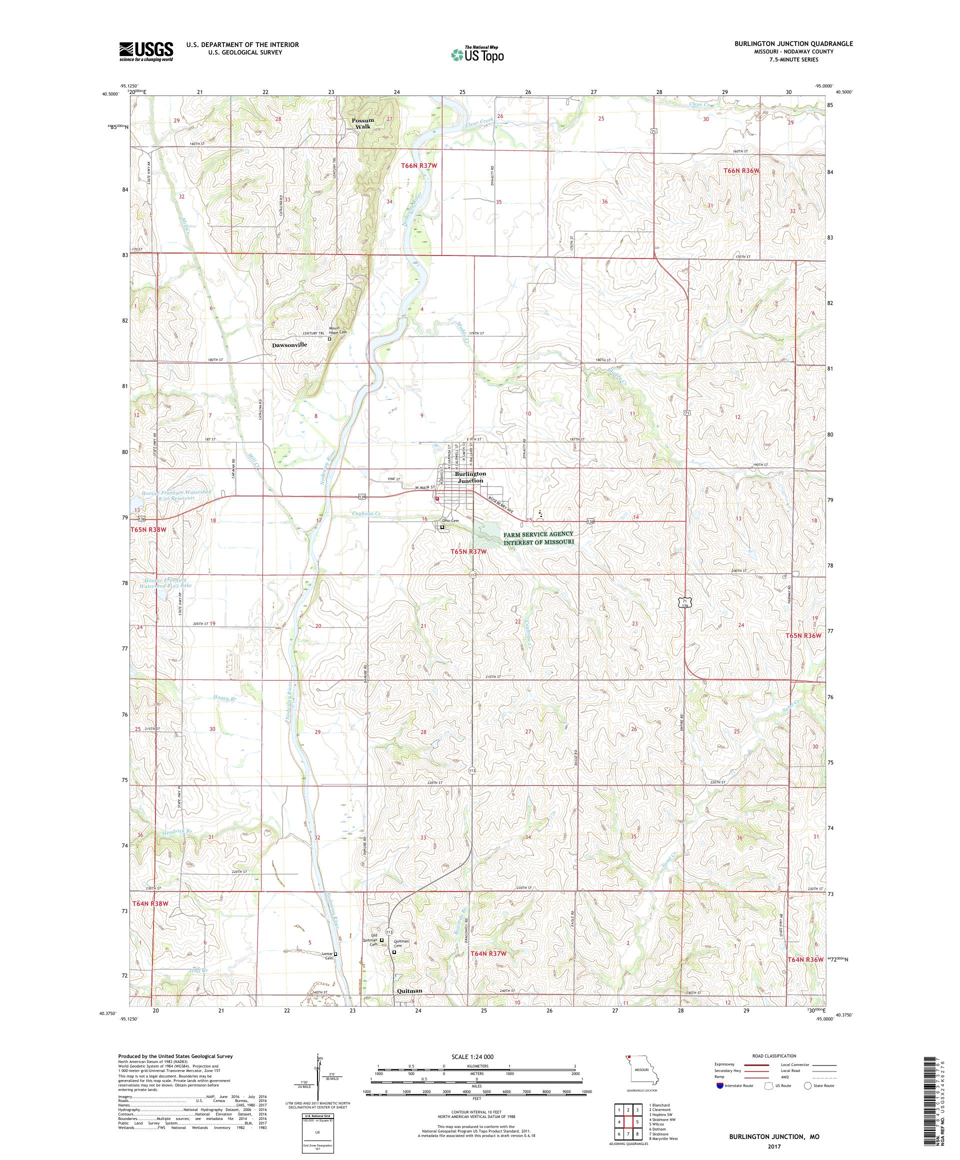 MyTopo Burlington Junction, Missouri USGS Quad Topo Map