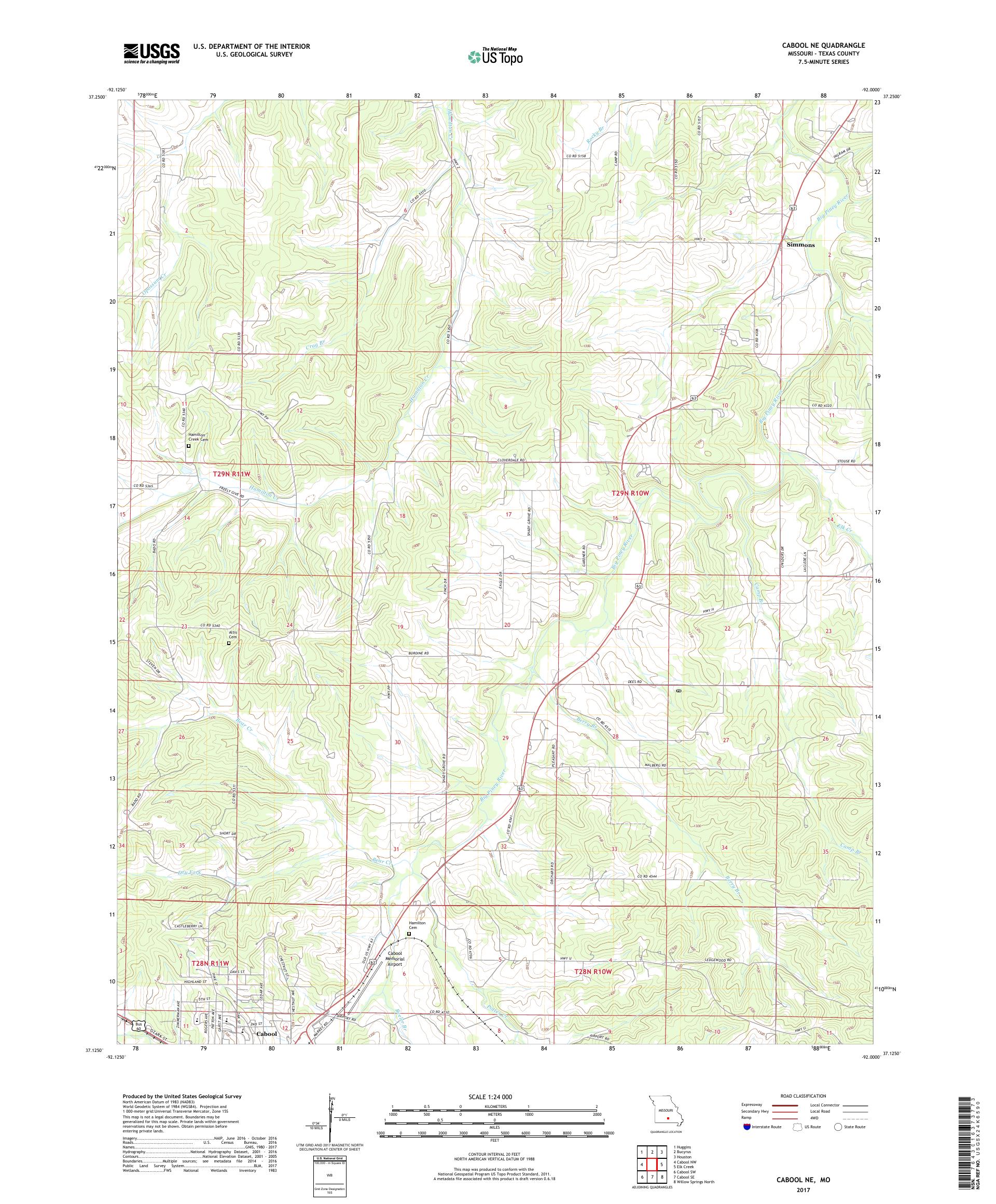 MyTopo Cabool NE, Missouri USGS Quad Topo Map