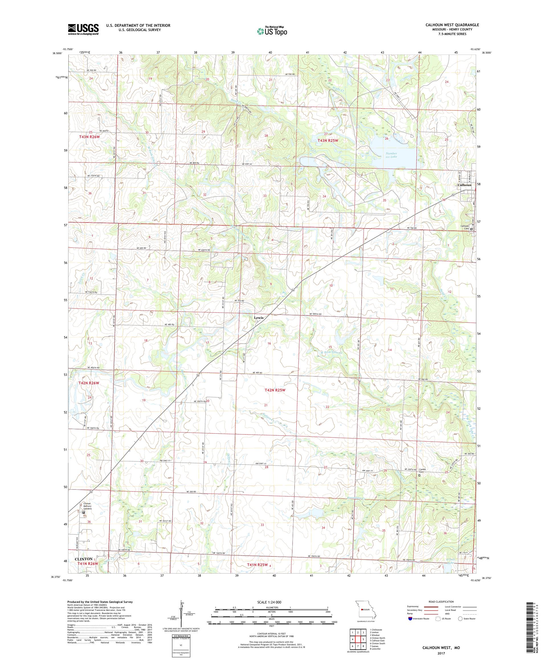 MyTopo Calhoun West, Missouri USGS Quad Topo Map