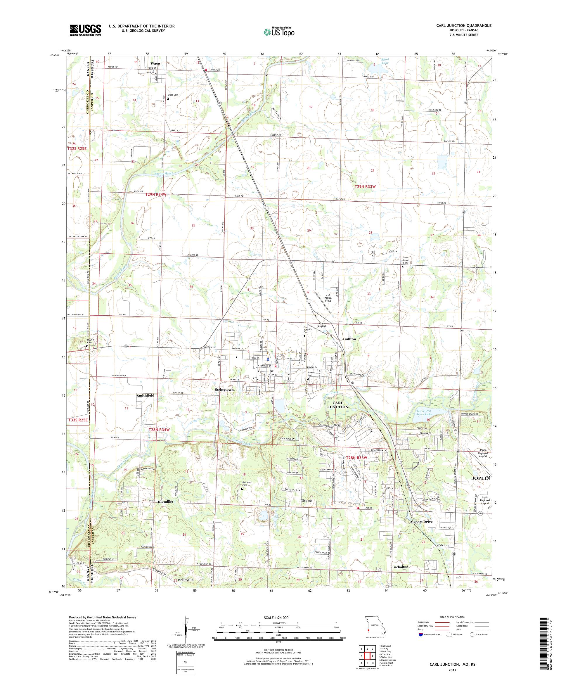 MyTopo Carl Junction, Missouri USGS Quad Topo Map