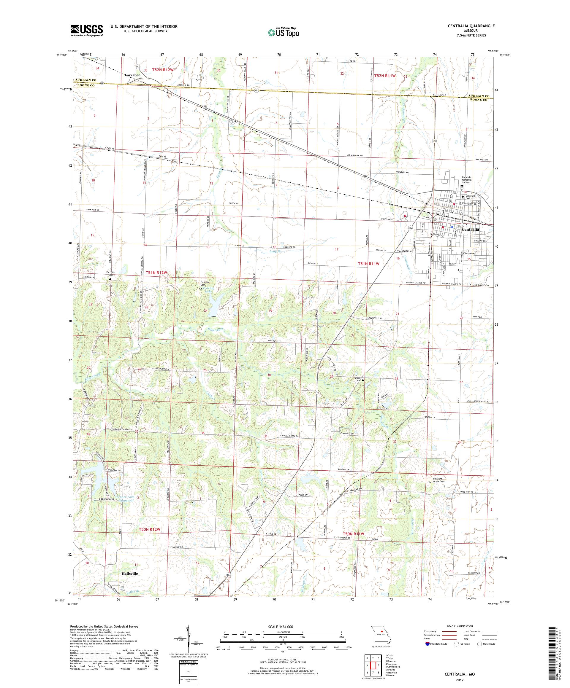 MyTopo Centralia, Missouri USGS Quad Topo Map