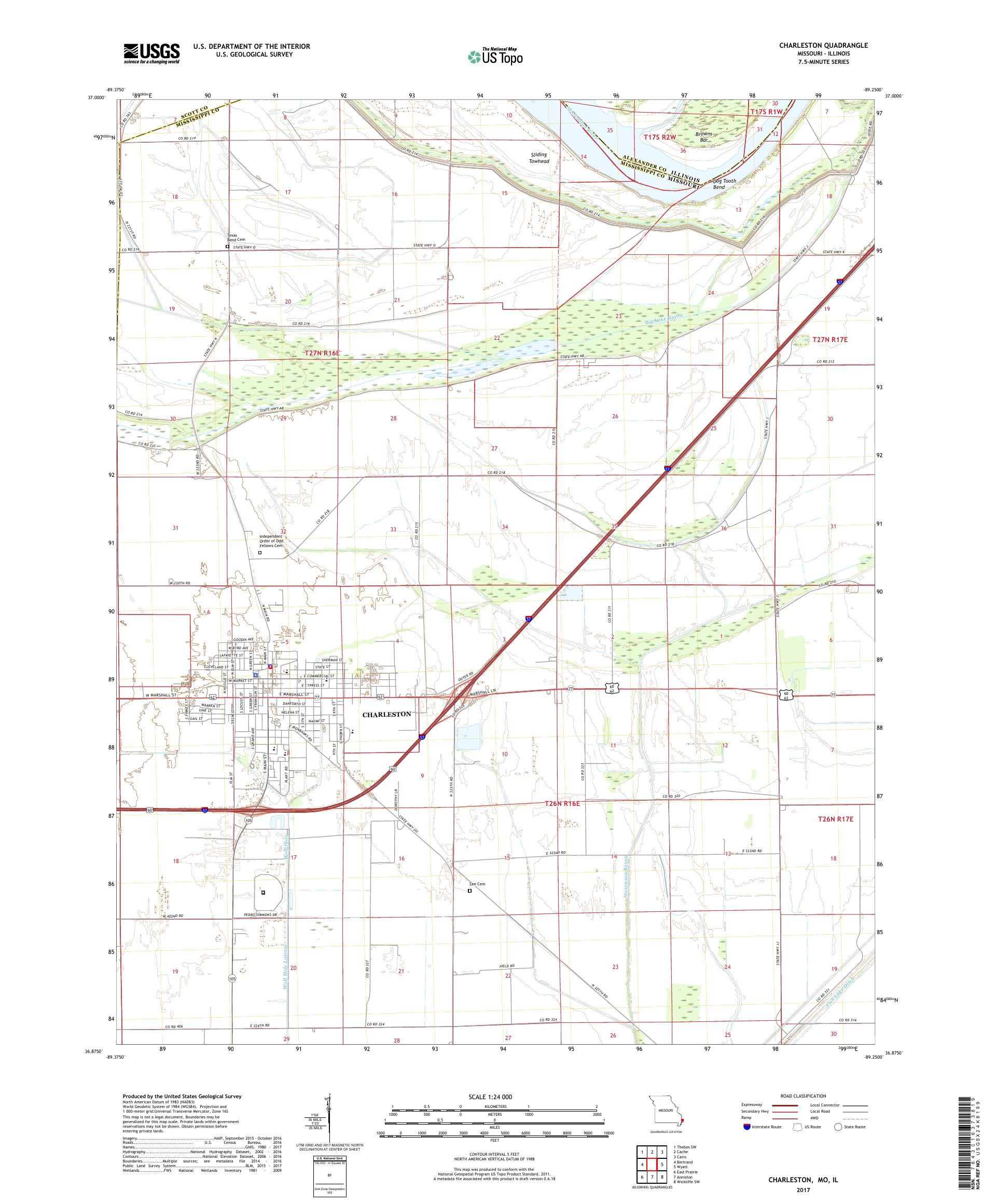MyTopo Charleston, Missouri USGS Quad Topo Map
