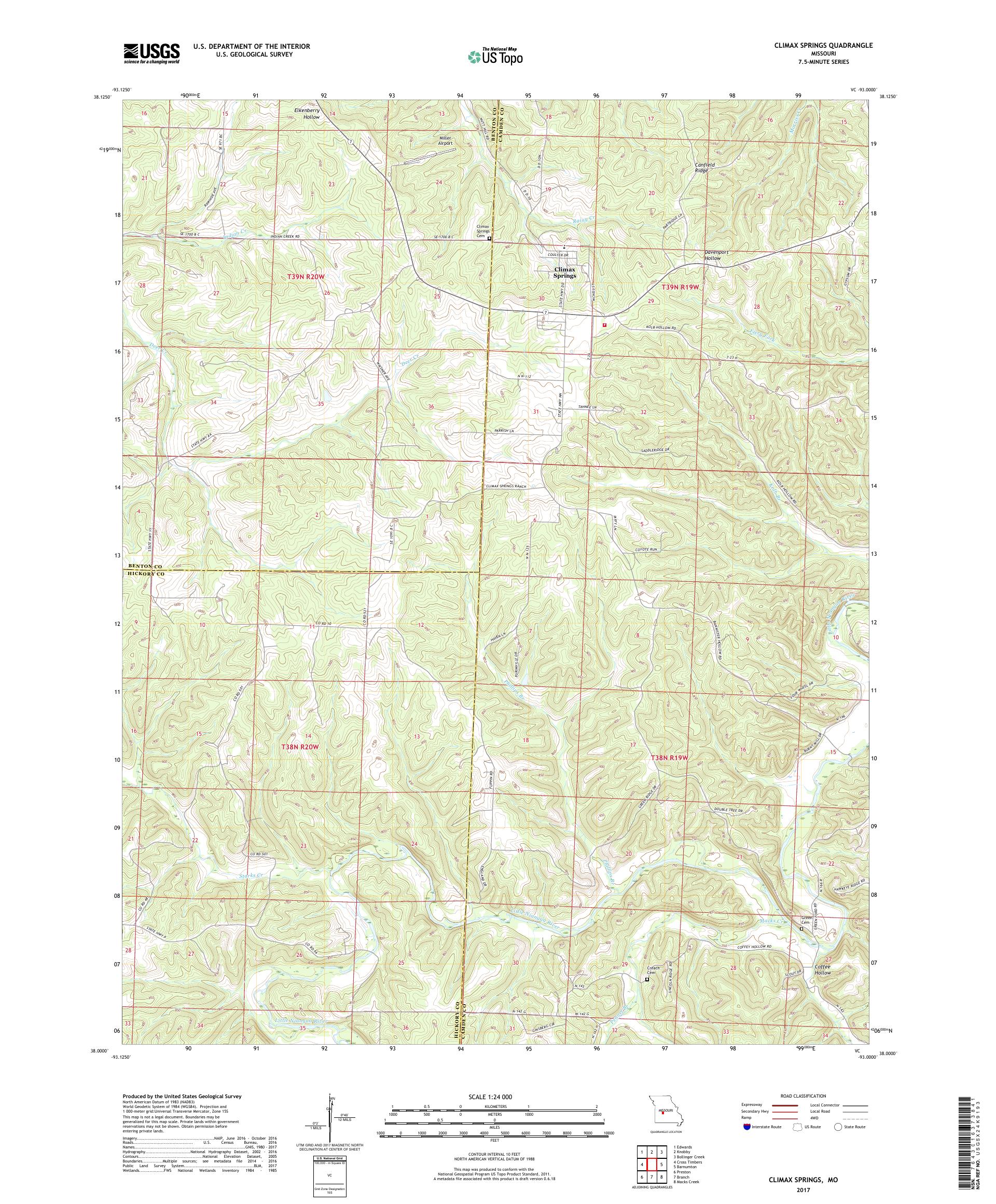MyTopo Climax Springs, Missouri USGS Quad Topo Map