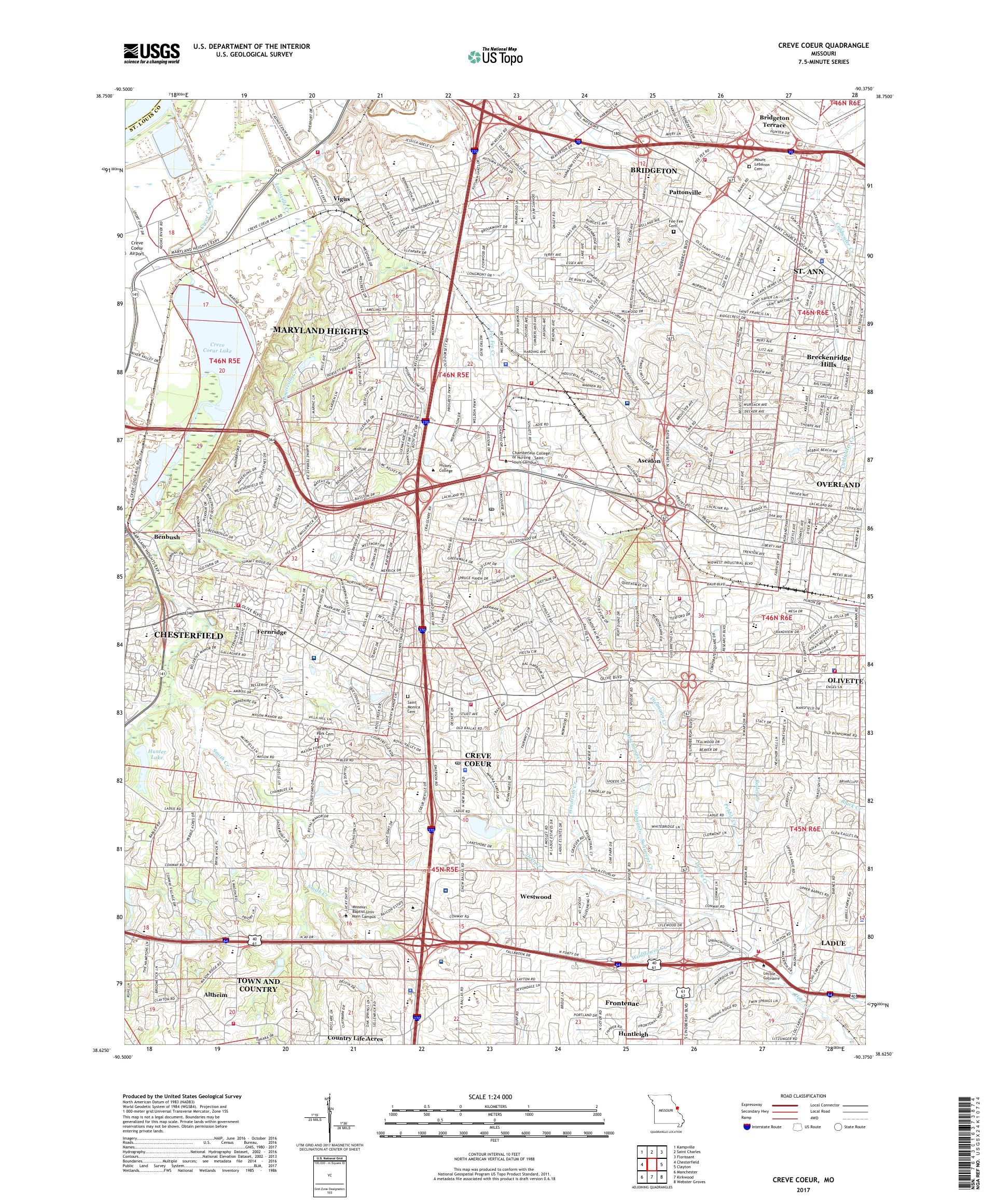 Creve Coeur Zip Code Map United States Map