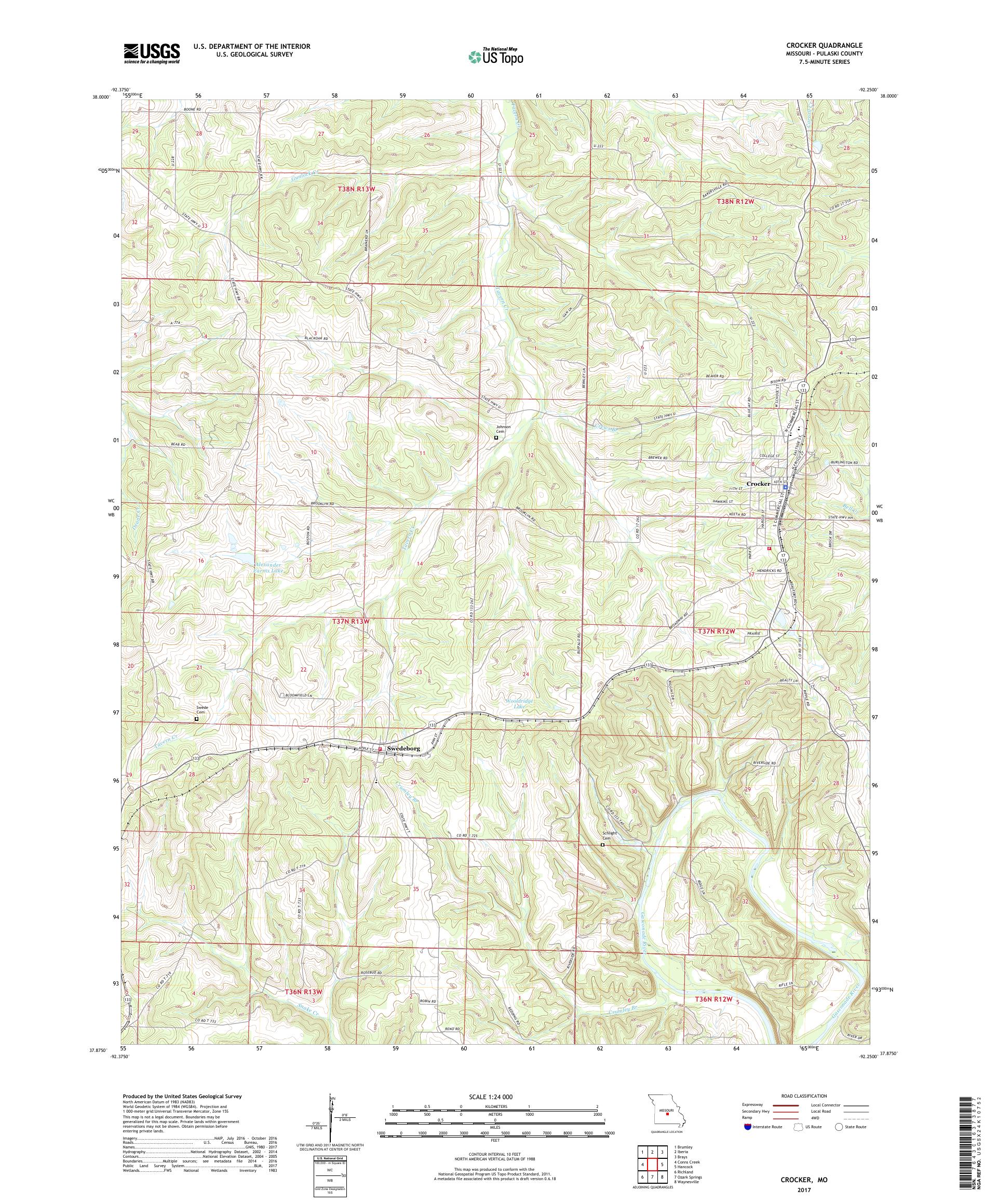 MyTopo Crocker, Missouri USGS Quad Topo Map