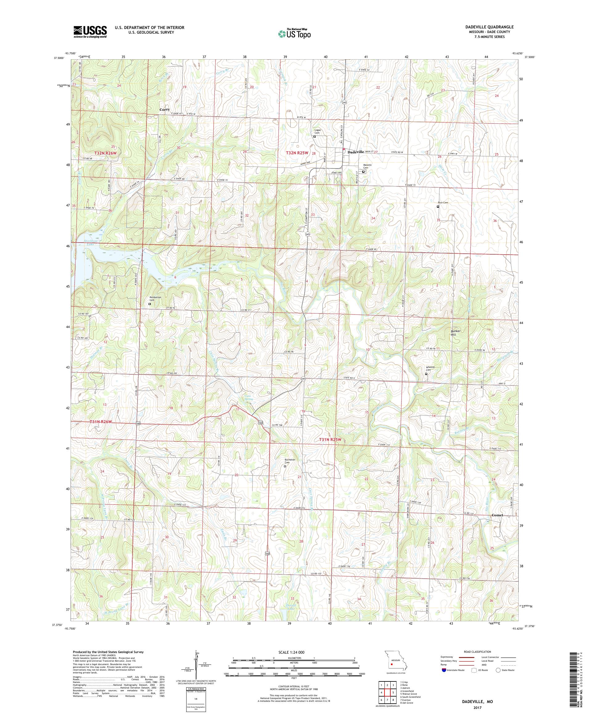 MyTopo Dadeville, Missouri USGS Quad Topo Map