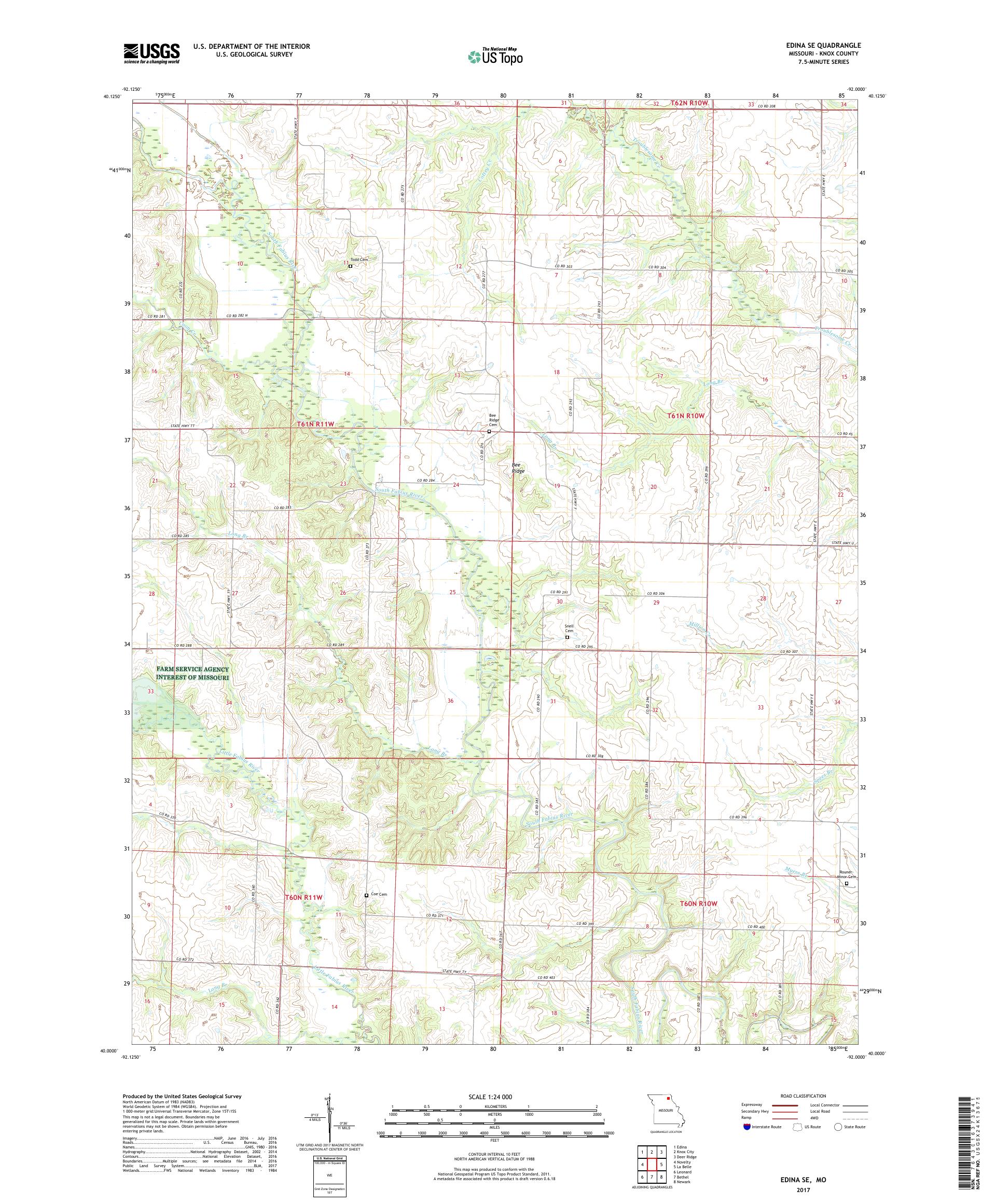 MyTopo Edina SE, Missouri USGS Quad Topo Map