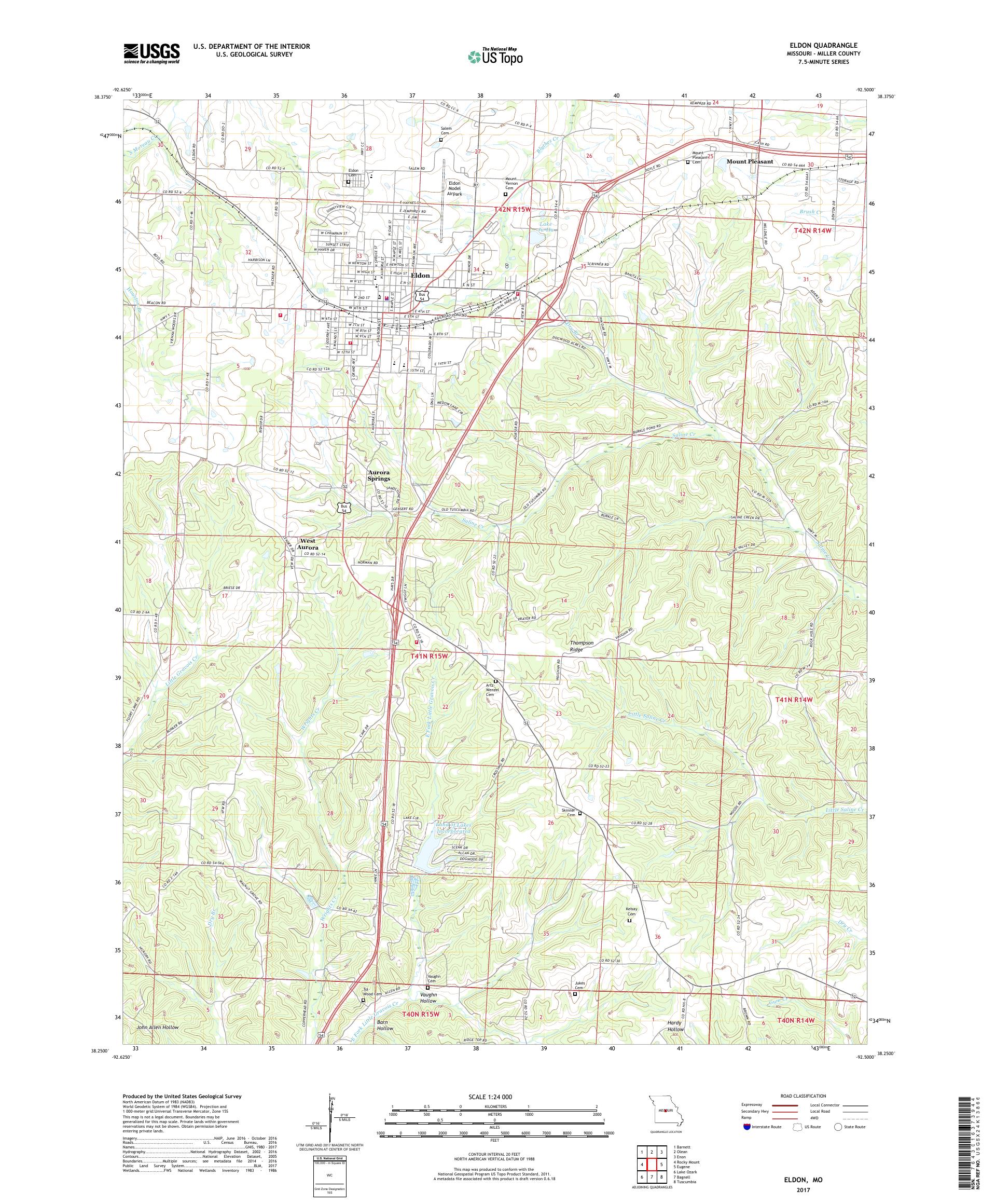 MyTopo Eldon, Missouri USGS Quad Topo Map