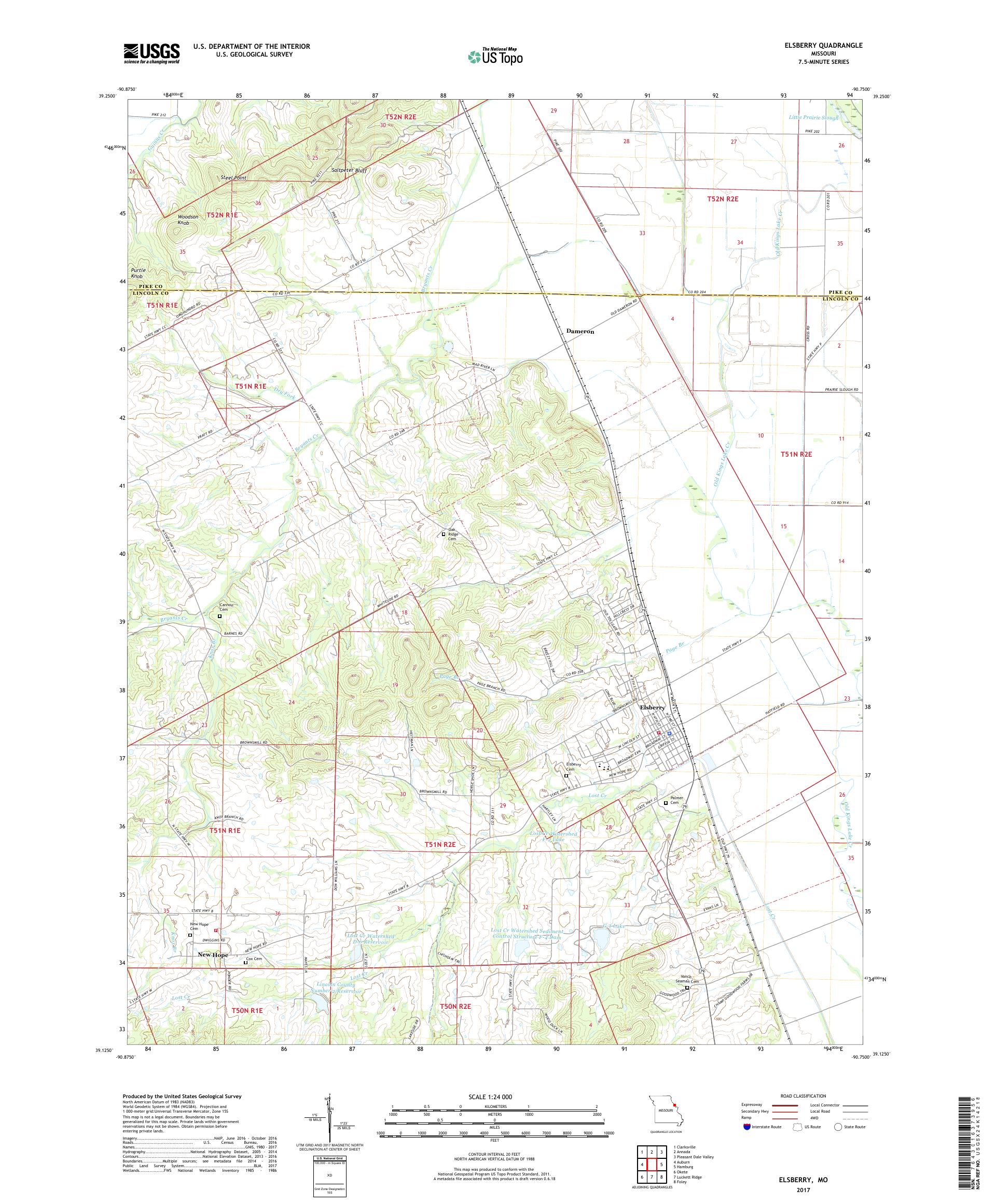 MyTopo Elsberry, Missouri USGS Quad Topo Map
