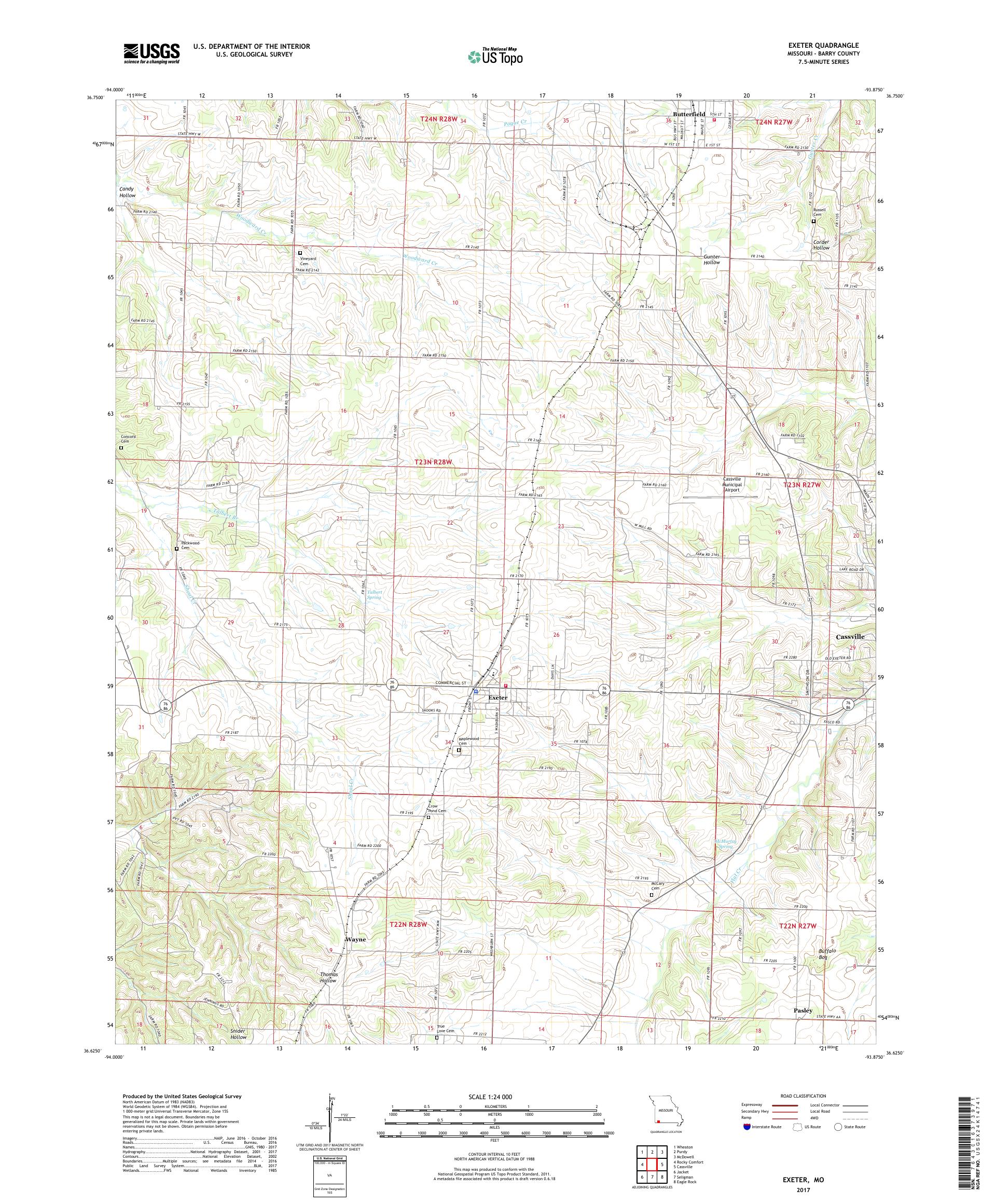 MyTopo Exeter, Missouri USGS Quad Topo Map