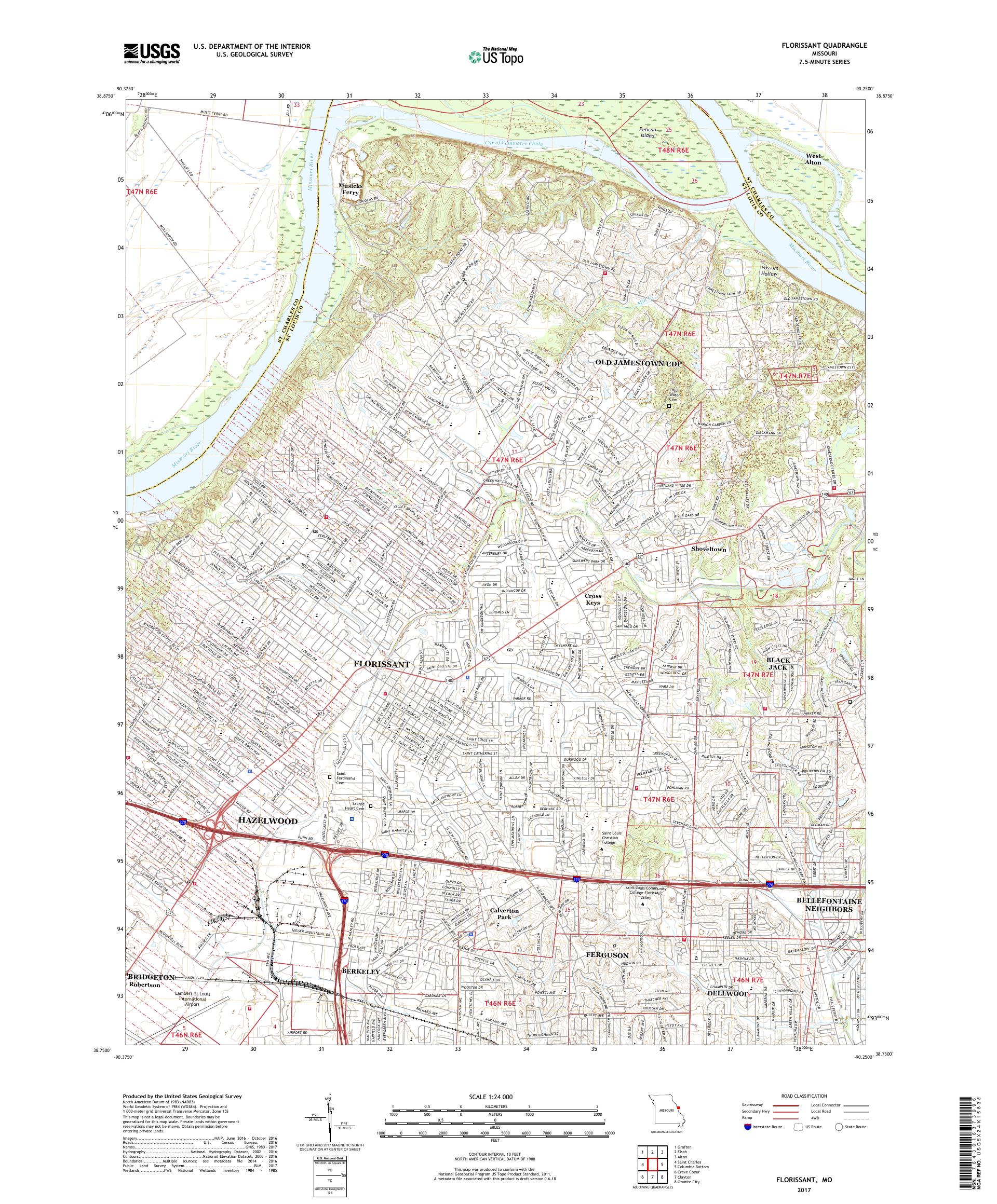 MyTopo Florissant, Missouri USGS Quad Topo Map