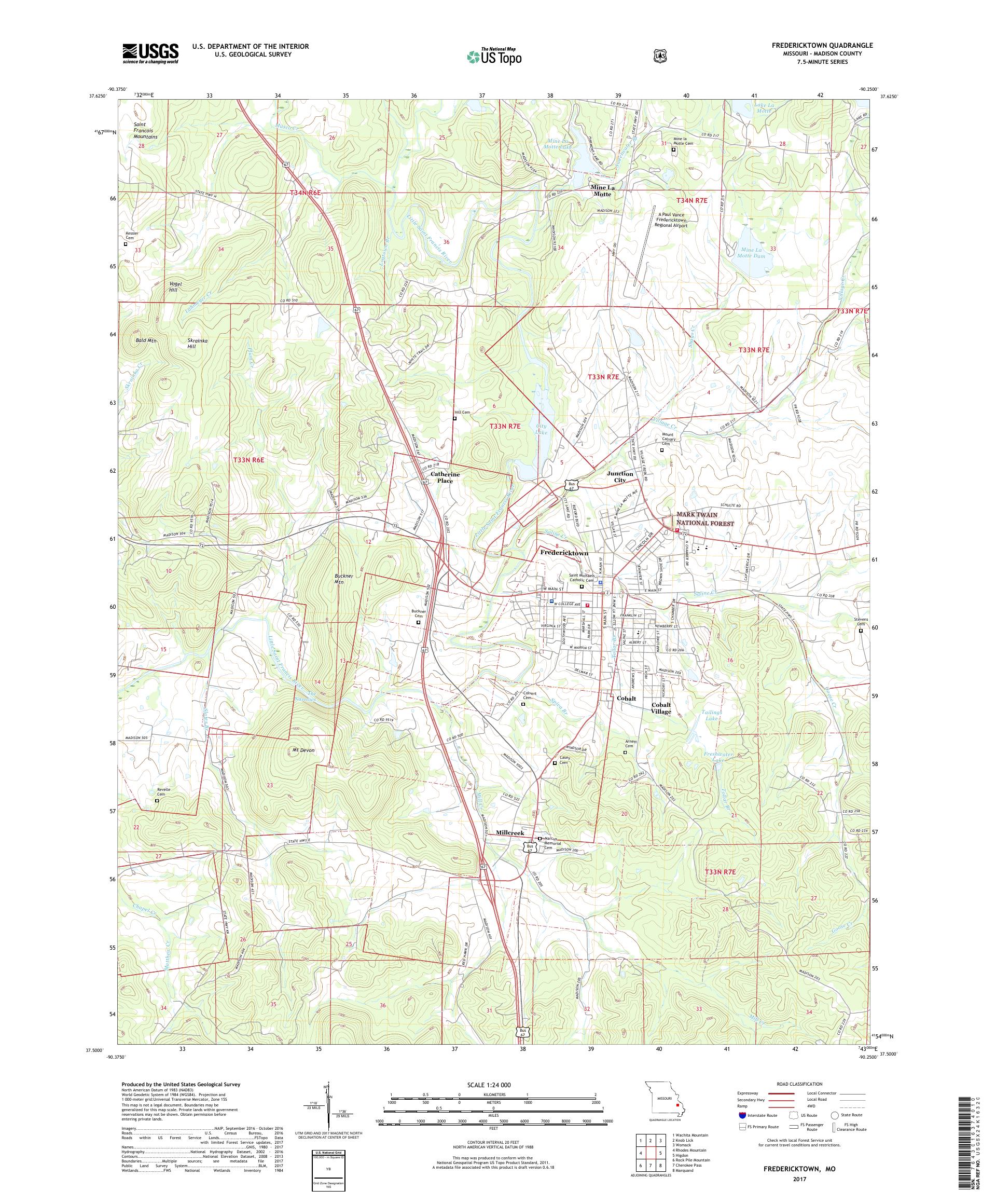 MyTopo Fredericktown, Missouri USGS Quad Topo Map