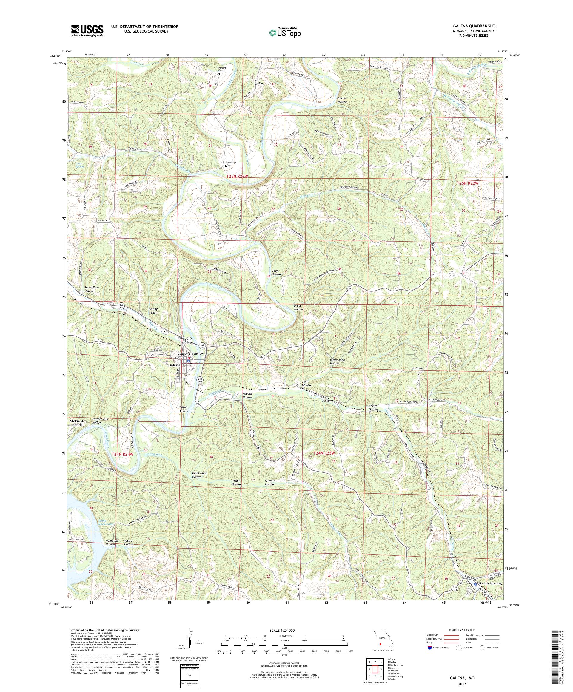 MyTopo Galena, Missouri USGS Quad Topo Map
