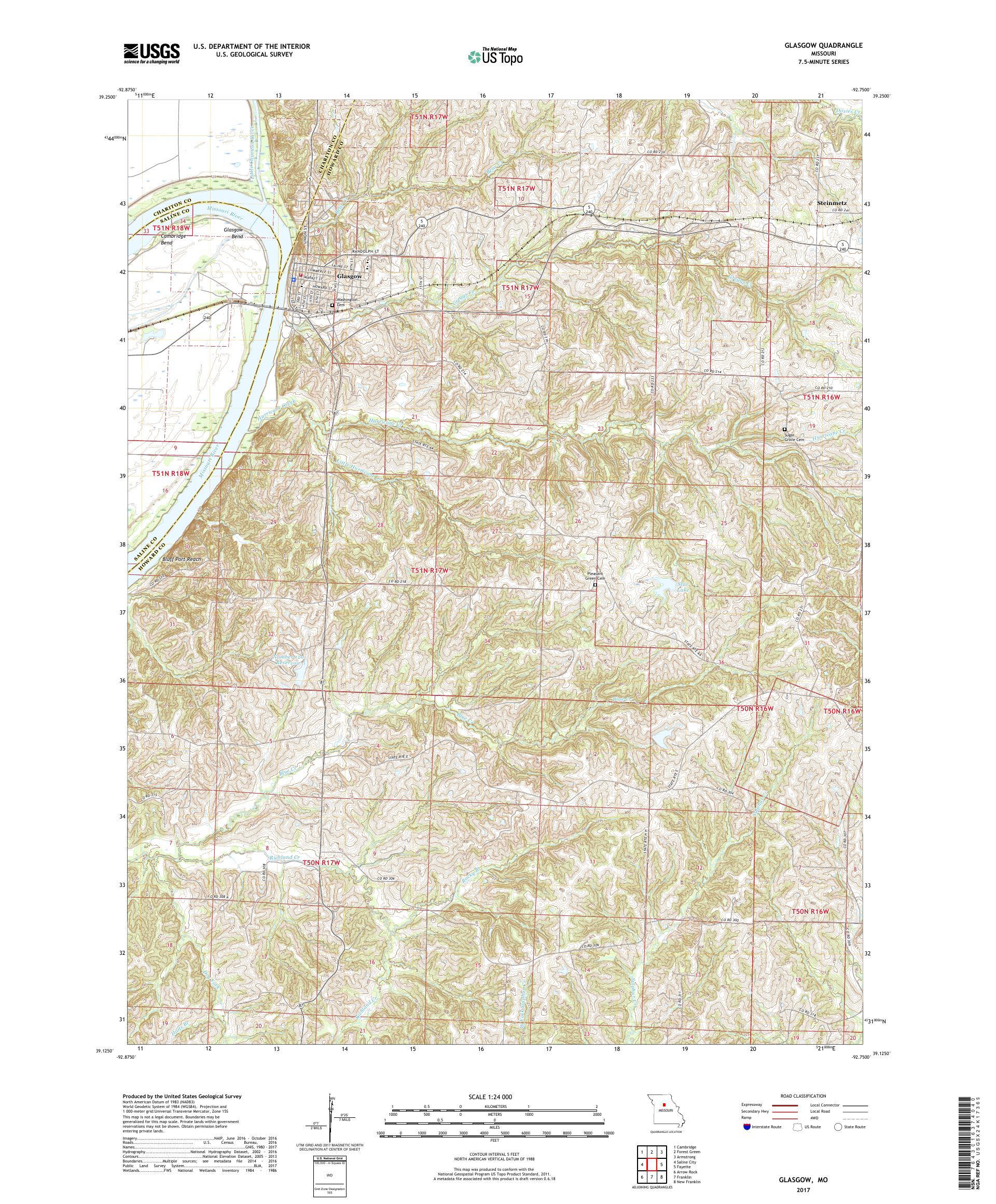 MyTopo Glasgow, Missouri USGS Quad Topo Map
