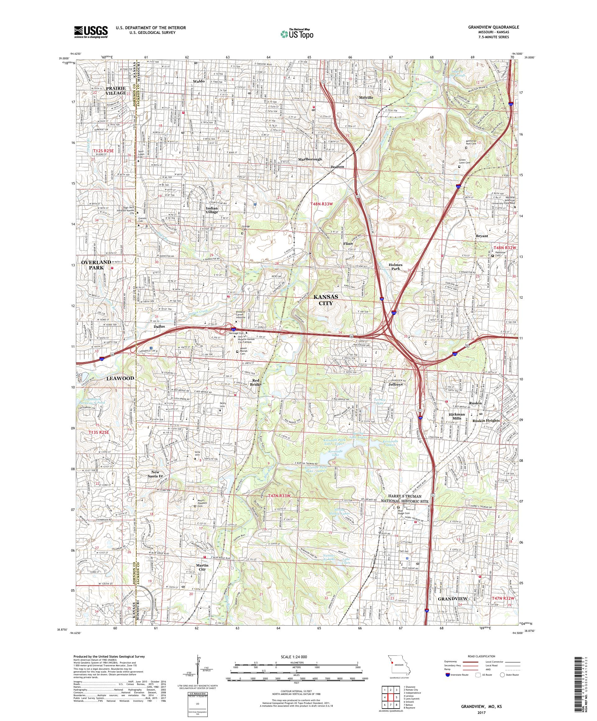 MyTopo Grandview, Missouri USGS Quad Topo Map
