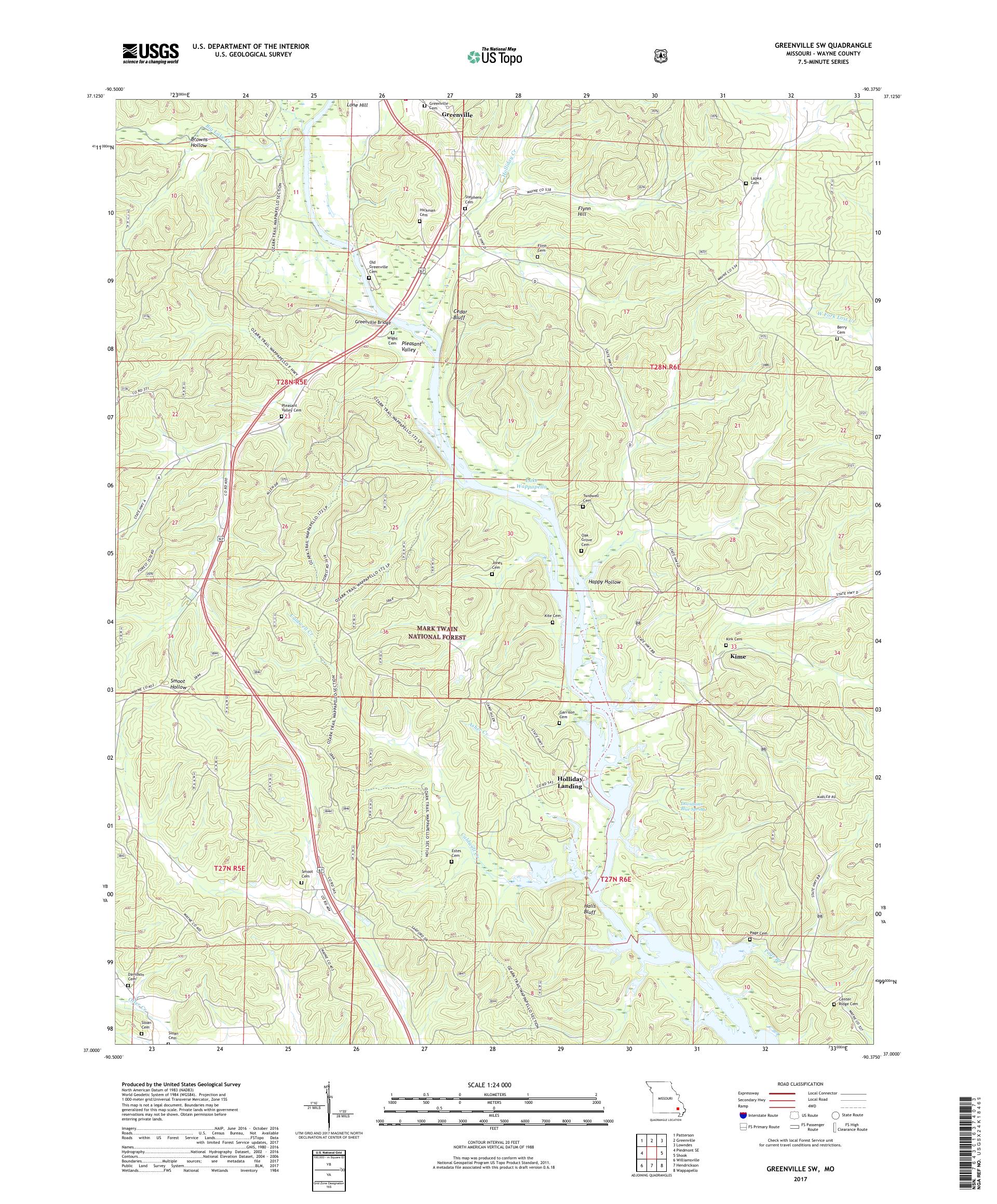 MyTopo Greenville SW, Missouri USGS Quad Topo Map