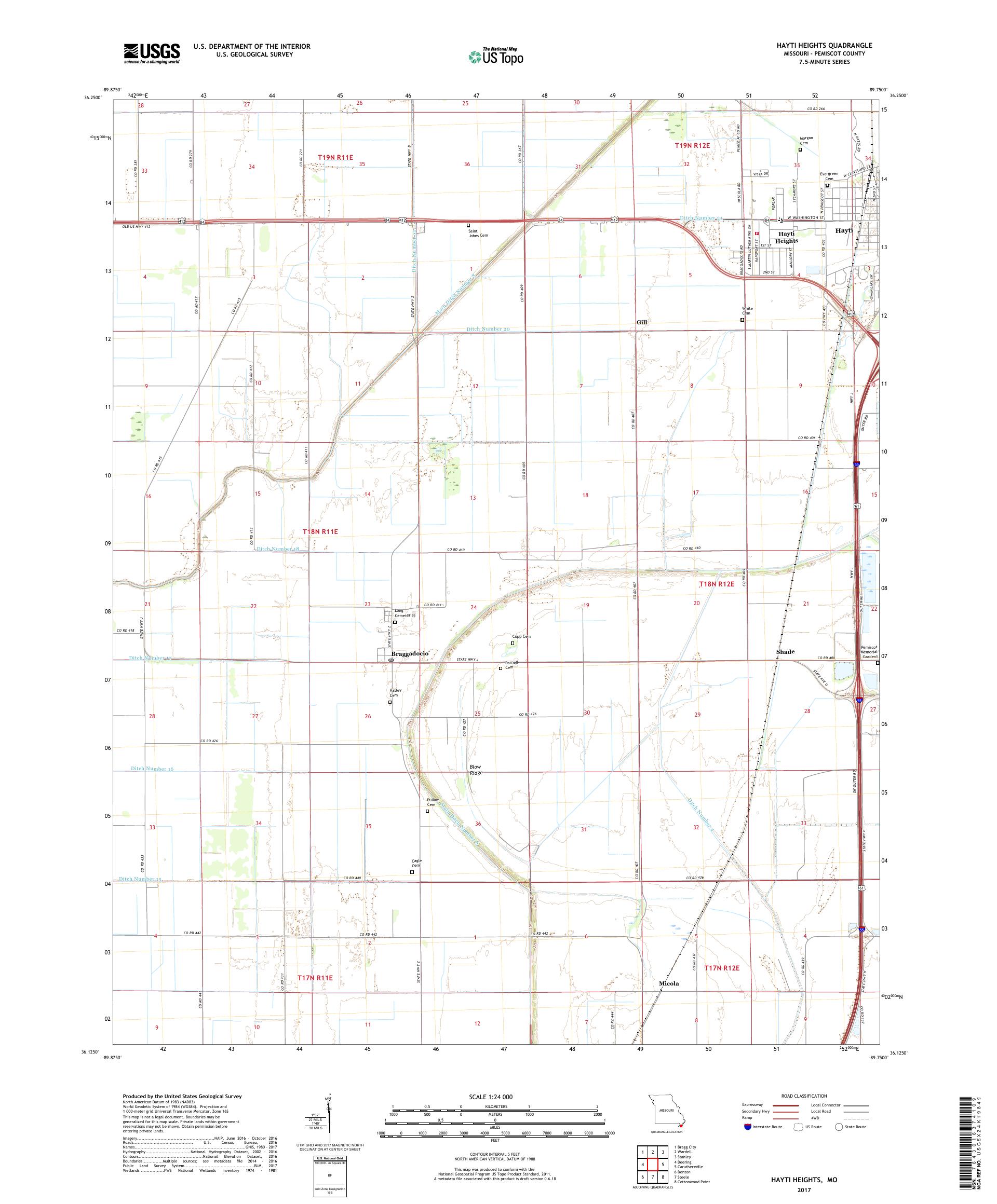 MyTopo Hayti Heights, Missouri USGS Quad Topo Map