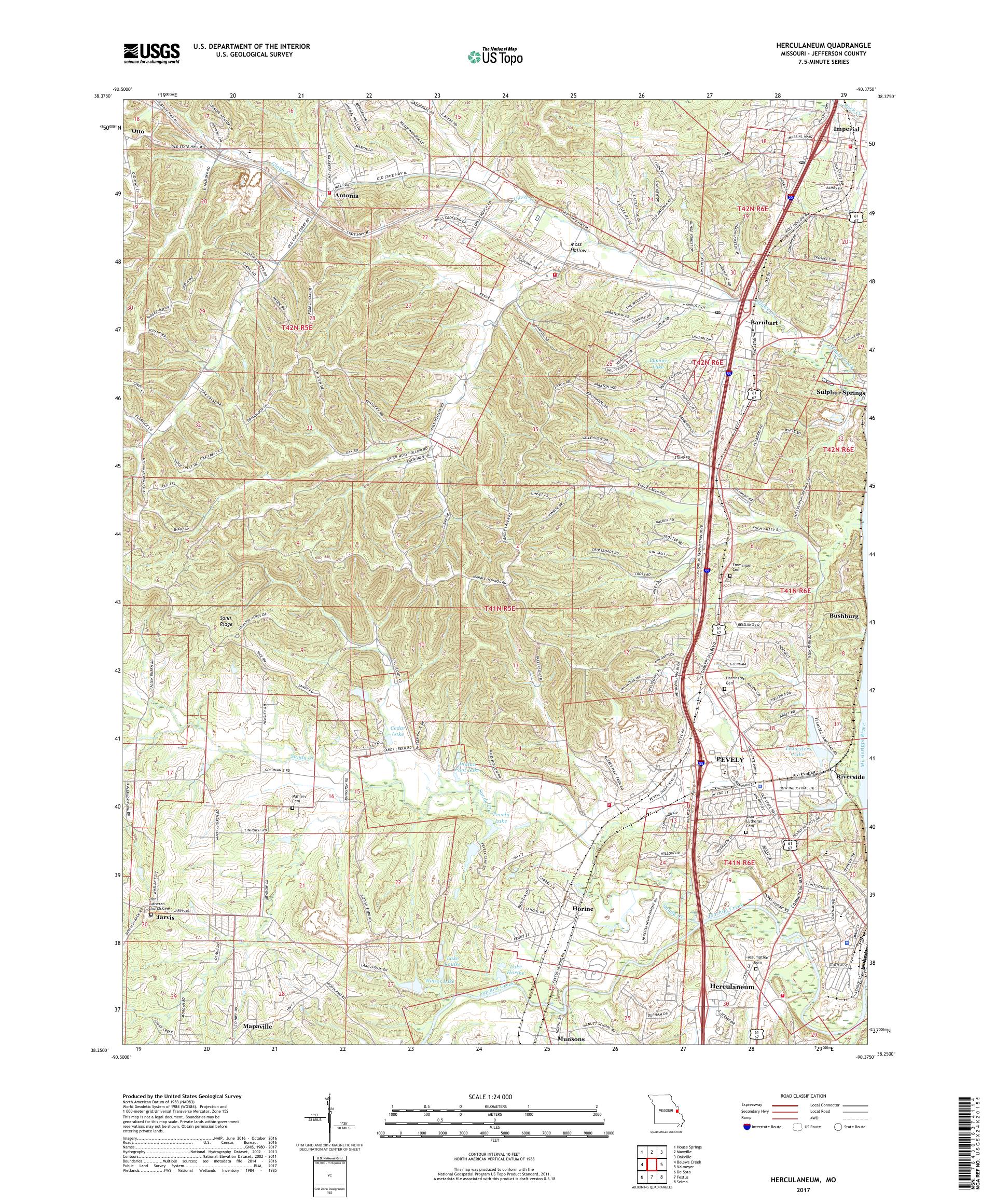 MyTopo Herculaneum, Missouri USGS Quad Topo Map
