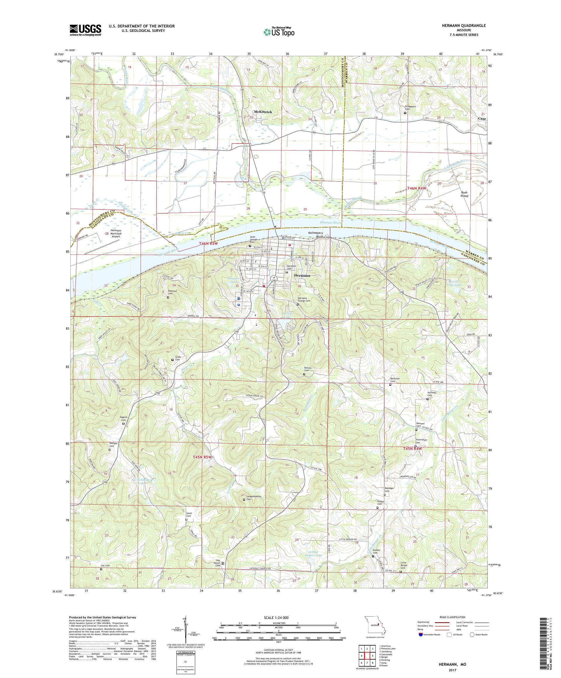 MyTopo Hermann, Missouri USGS Quad Topo Map