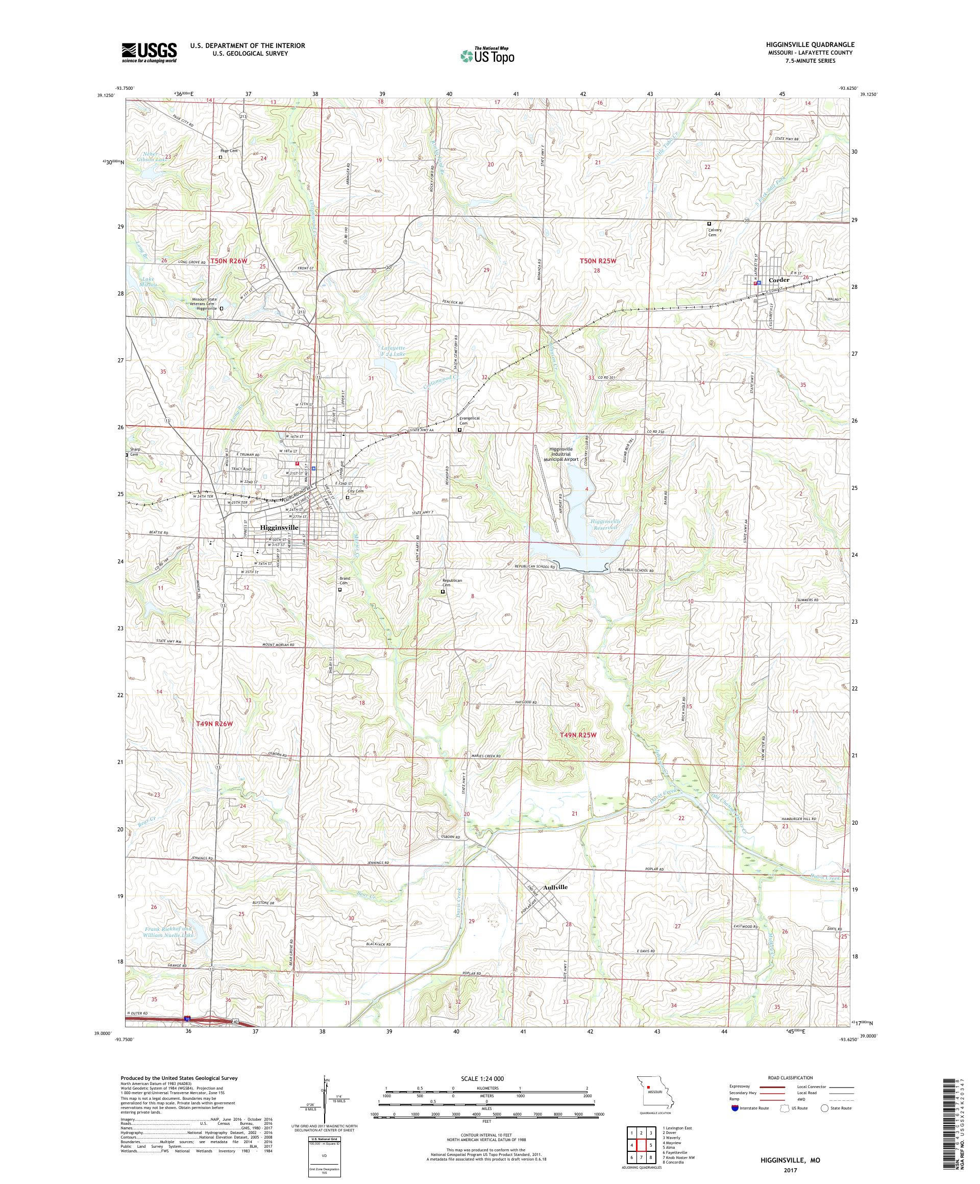 MyTopo Higginsville, Missouri USGS Quad Topo Map