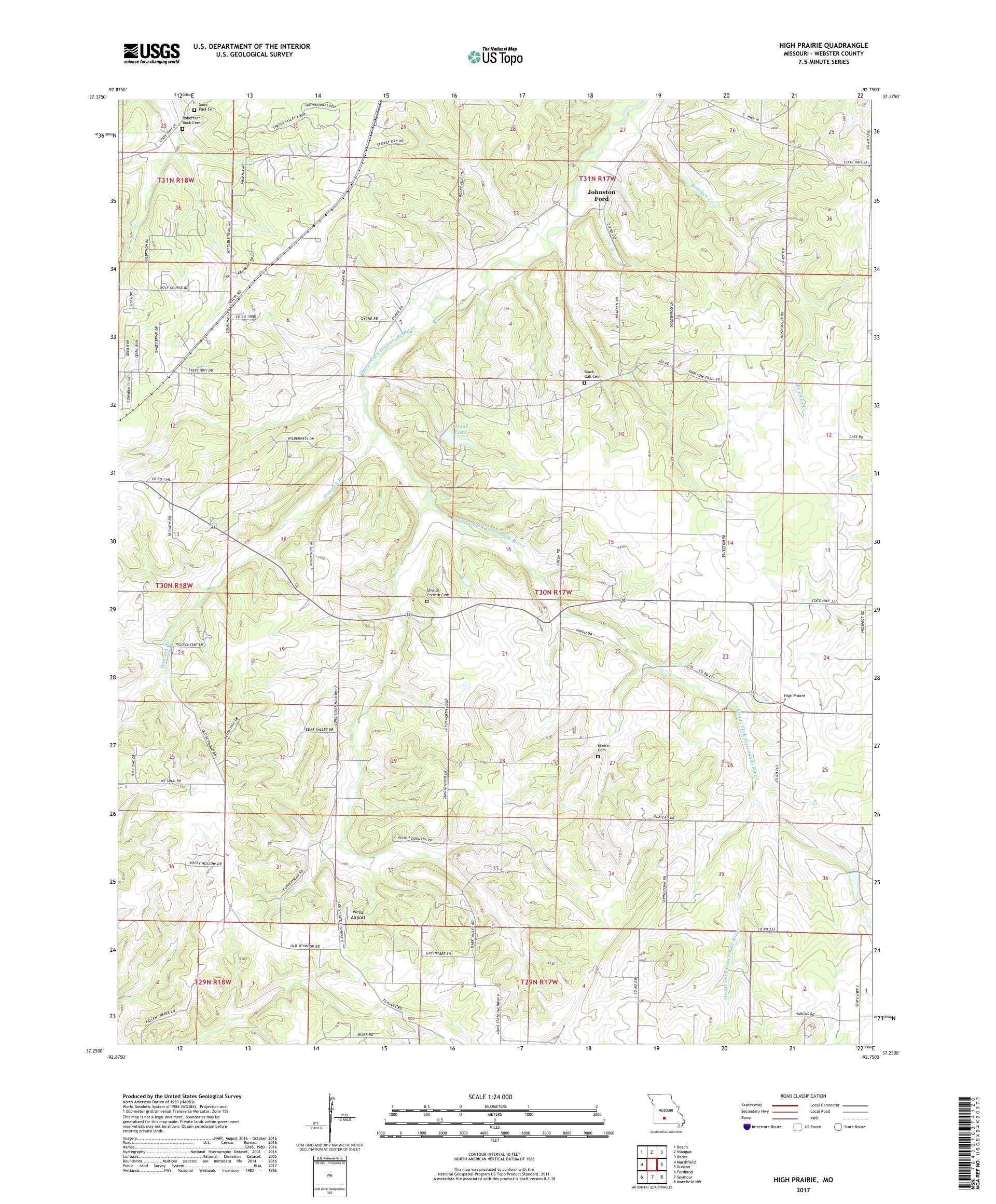 MyTopo High Prairie, Missouri USGS Quad Topo Map