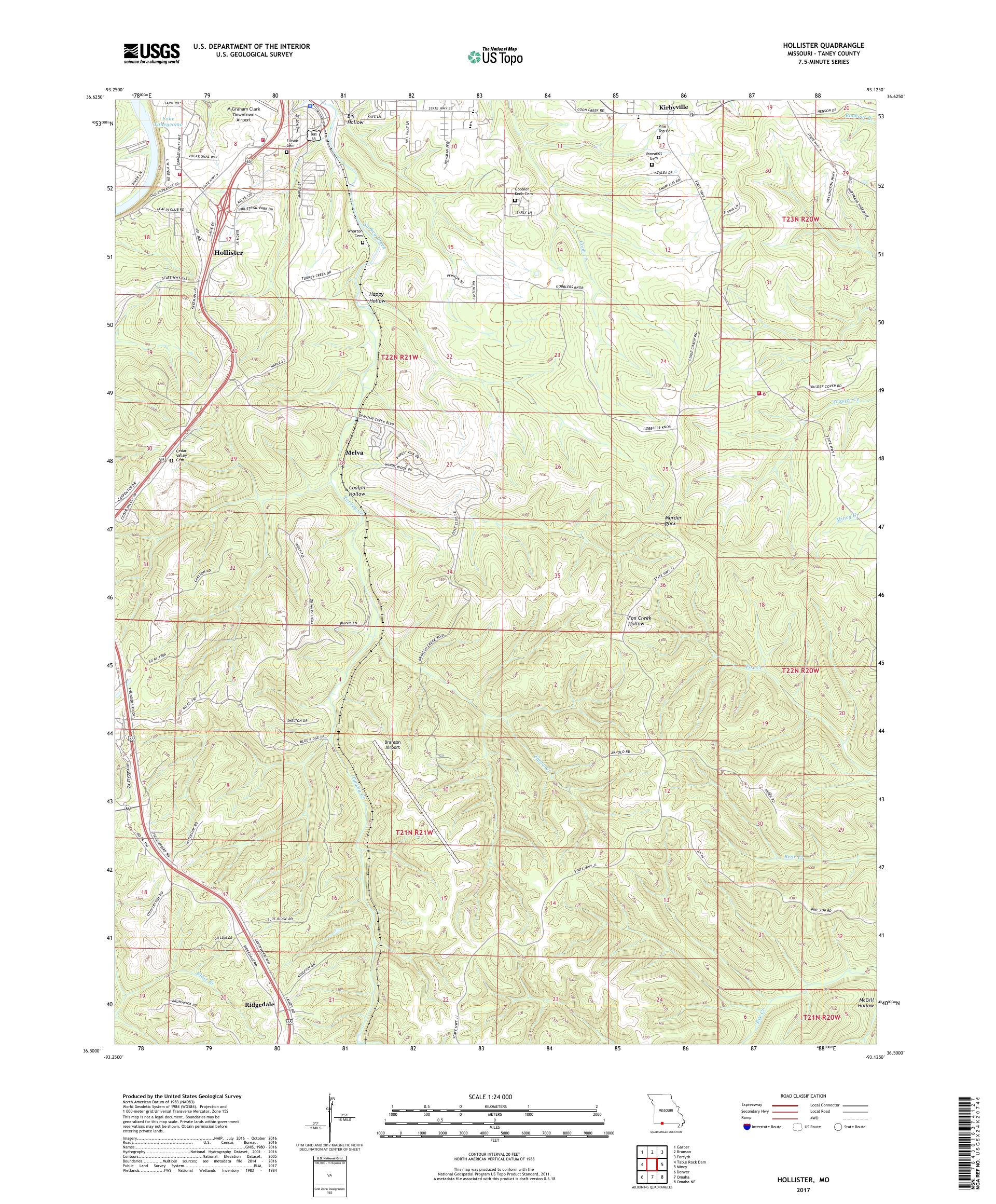 MyTopo Hollister, Missouri USGS Quad Topo Map