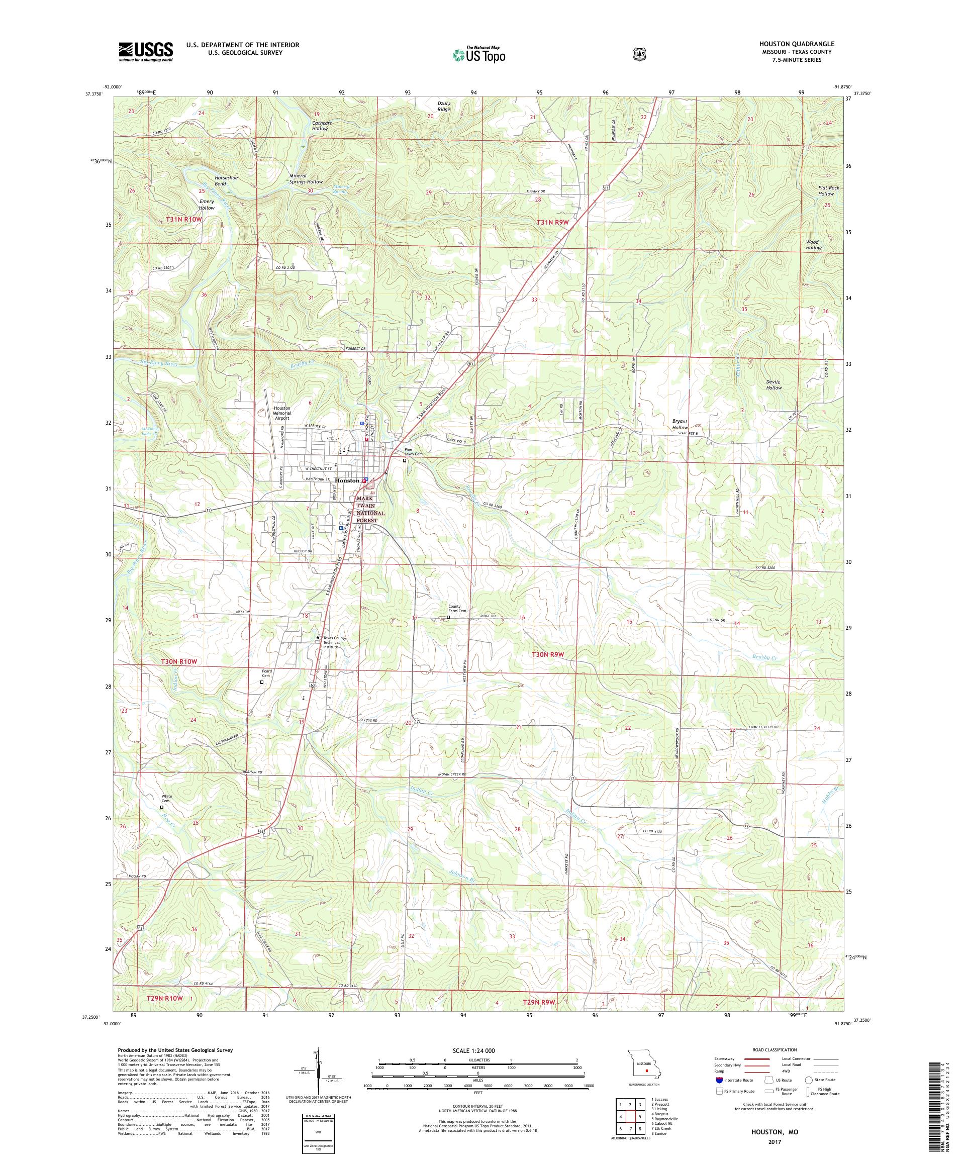 MyTopo Houston, Missouri USGS Quad Topo Map