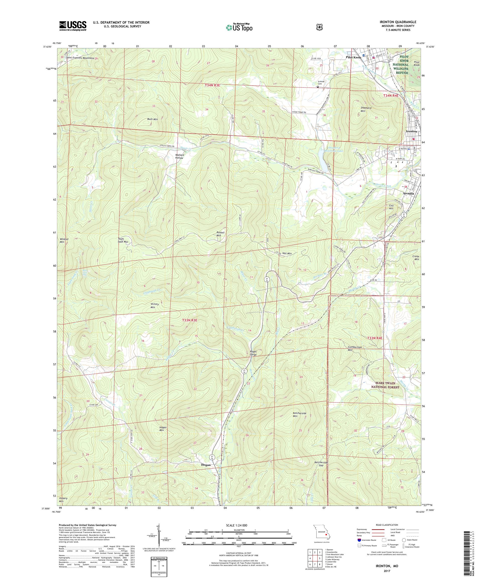 MyTopo Ironton, Missouri USGS Quad Topo Map
