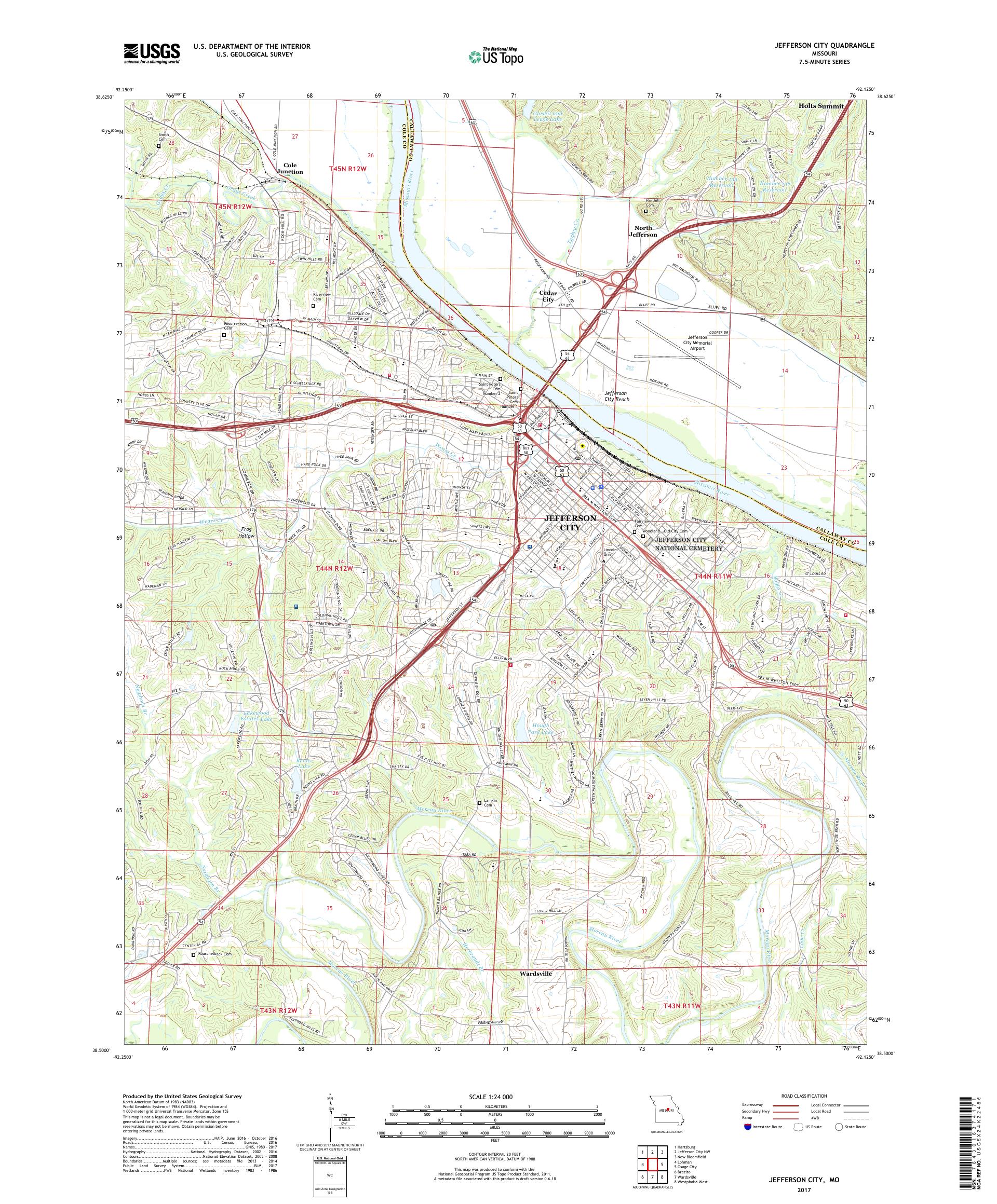 MyTopo Jefferson City, Missouri USGS Quad Topo Map