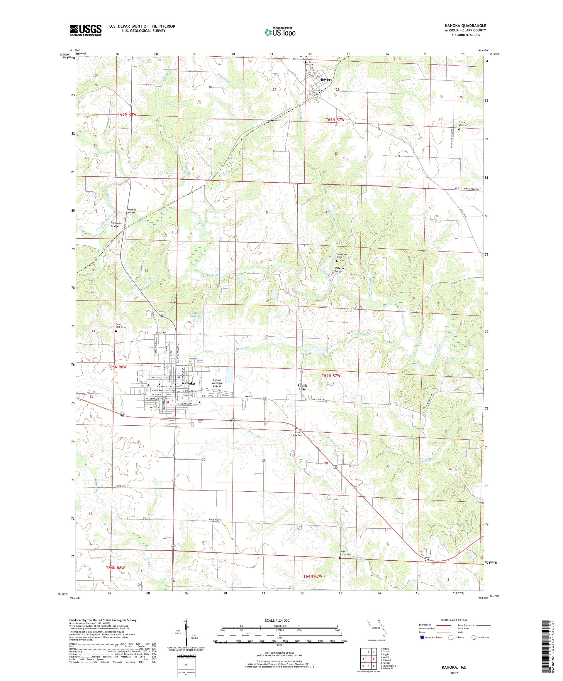 MyTopo Kahoka, Missouri USGS Quad Topo Map