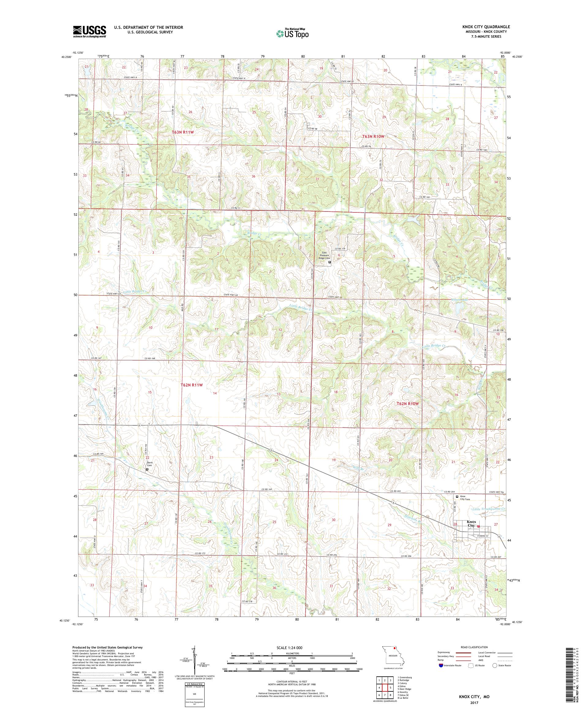 MyTopo Knox City, Missouri USGS Quad Topo Map