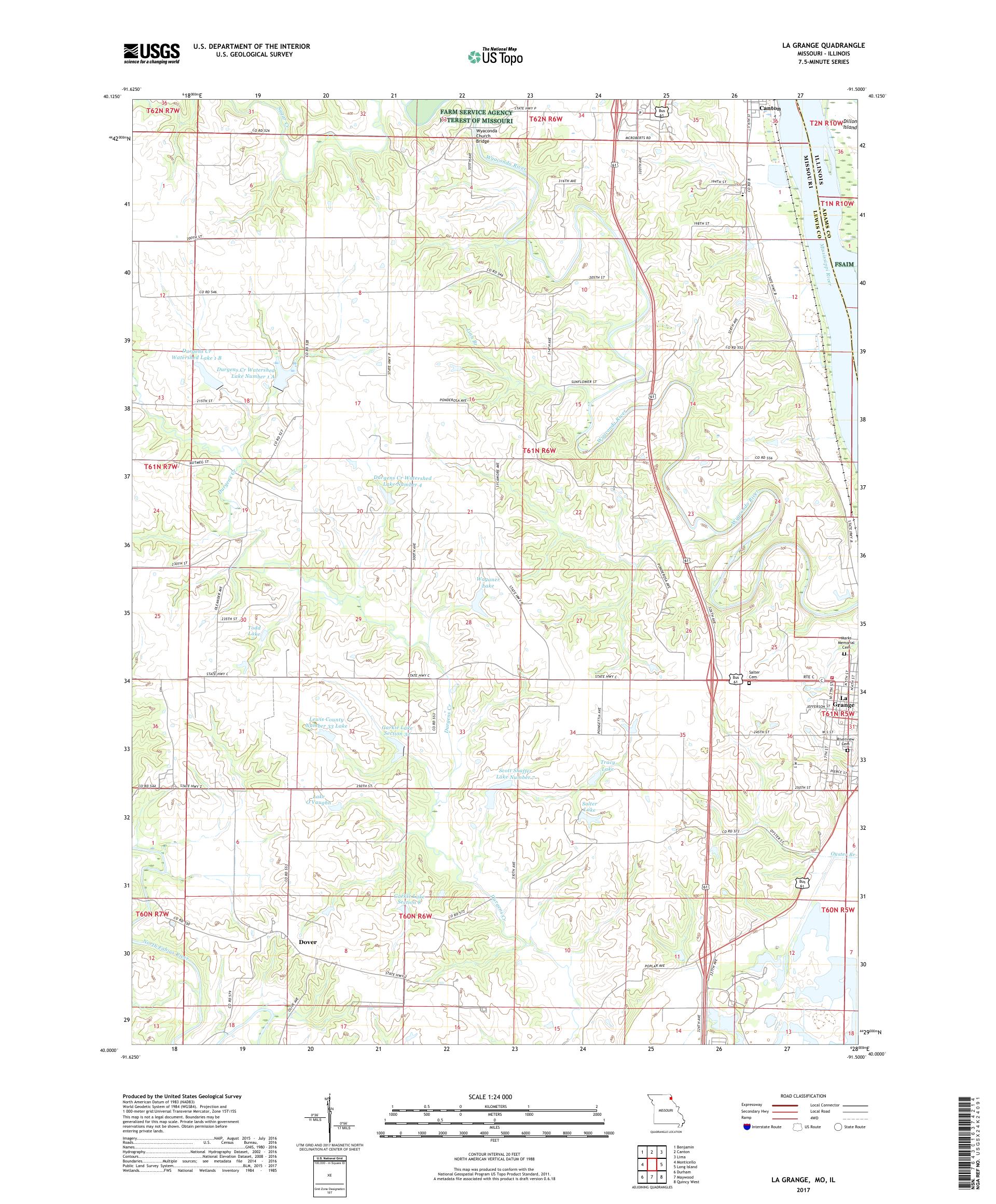 MyTopo La Grange, Missouri USGS Quad Topo Map